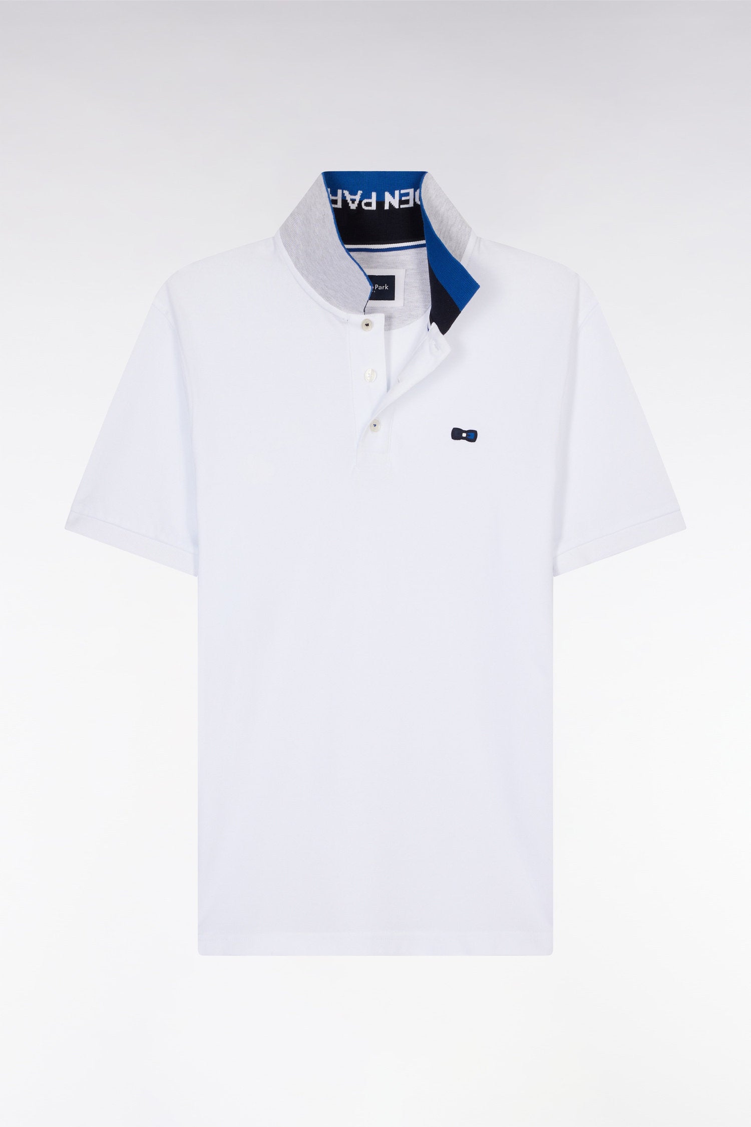 Eden Park_Polo Shirt in White Cotton with Two-Tone Eden Park Jacquard Collar_E25MAIPC0025_BC_04