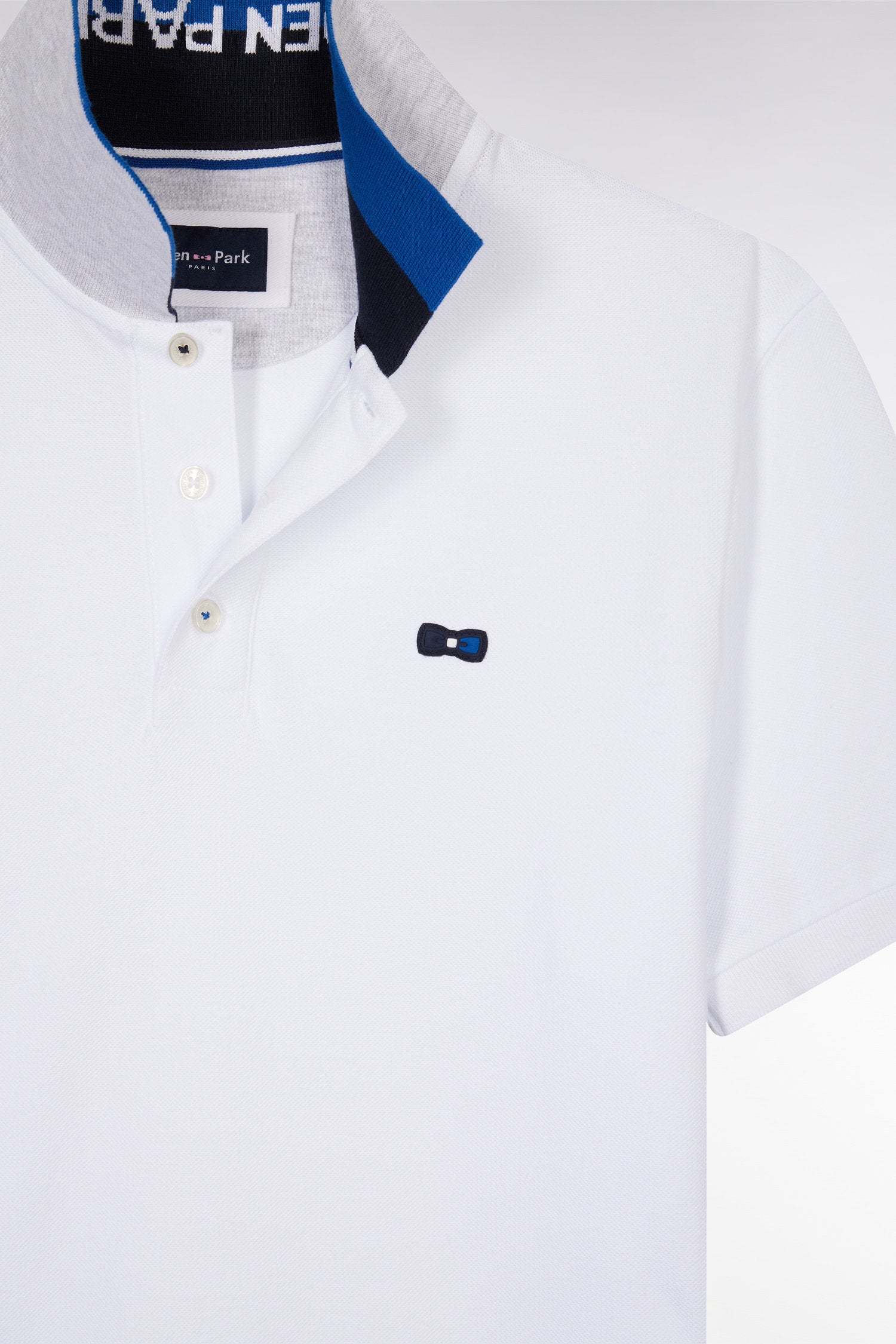 Eden Park_Polo Shirt in White Cotton with Two-Tone Eden Park Jacquard Collar_E25MAIPC0025_BC_05