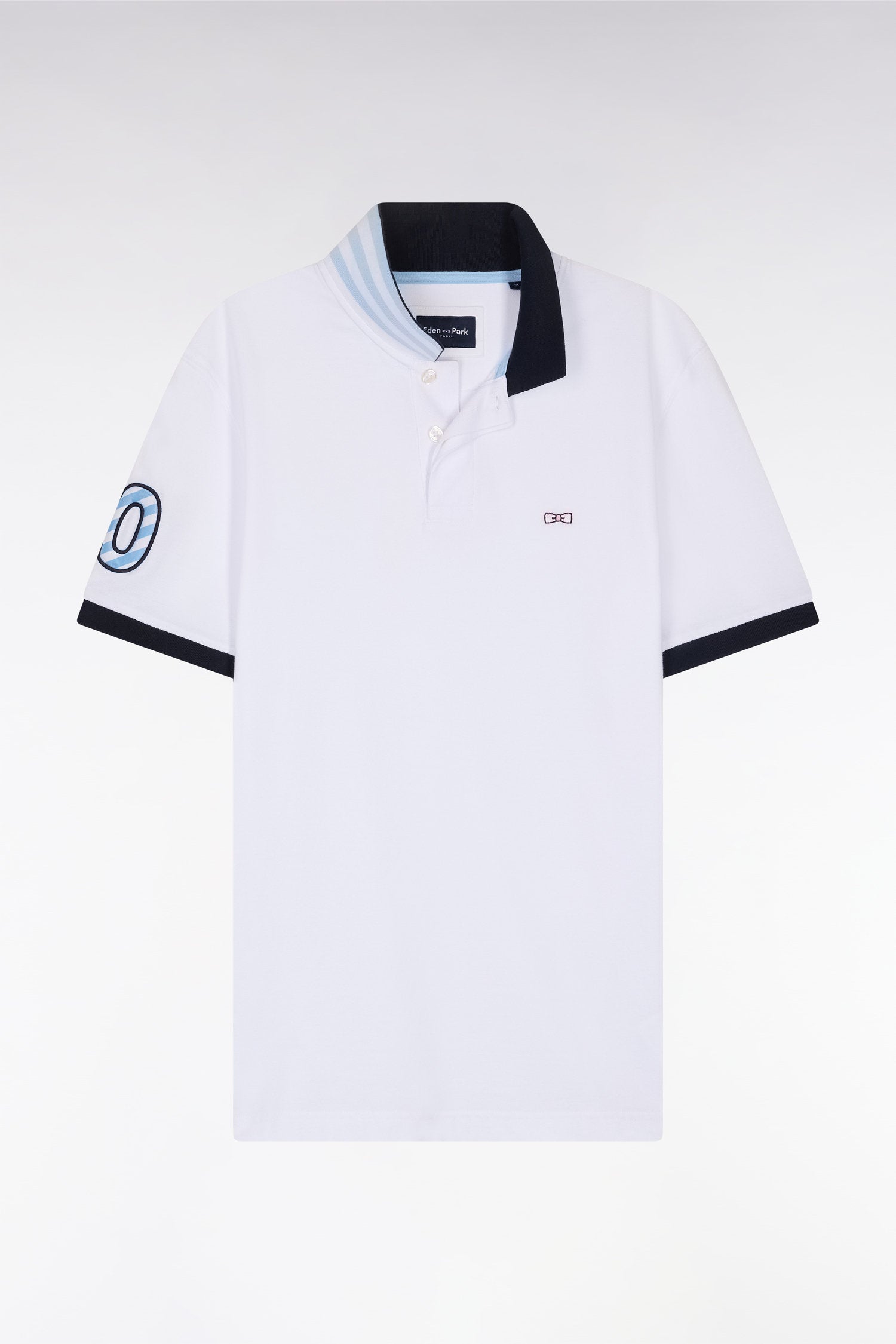 Eden Park_Straight-Fit Short-Sleeved Polo Shirt in White Cotton PiquŽ with 10 Sleeves Embroidery_E25MAIPC0031_BC_02