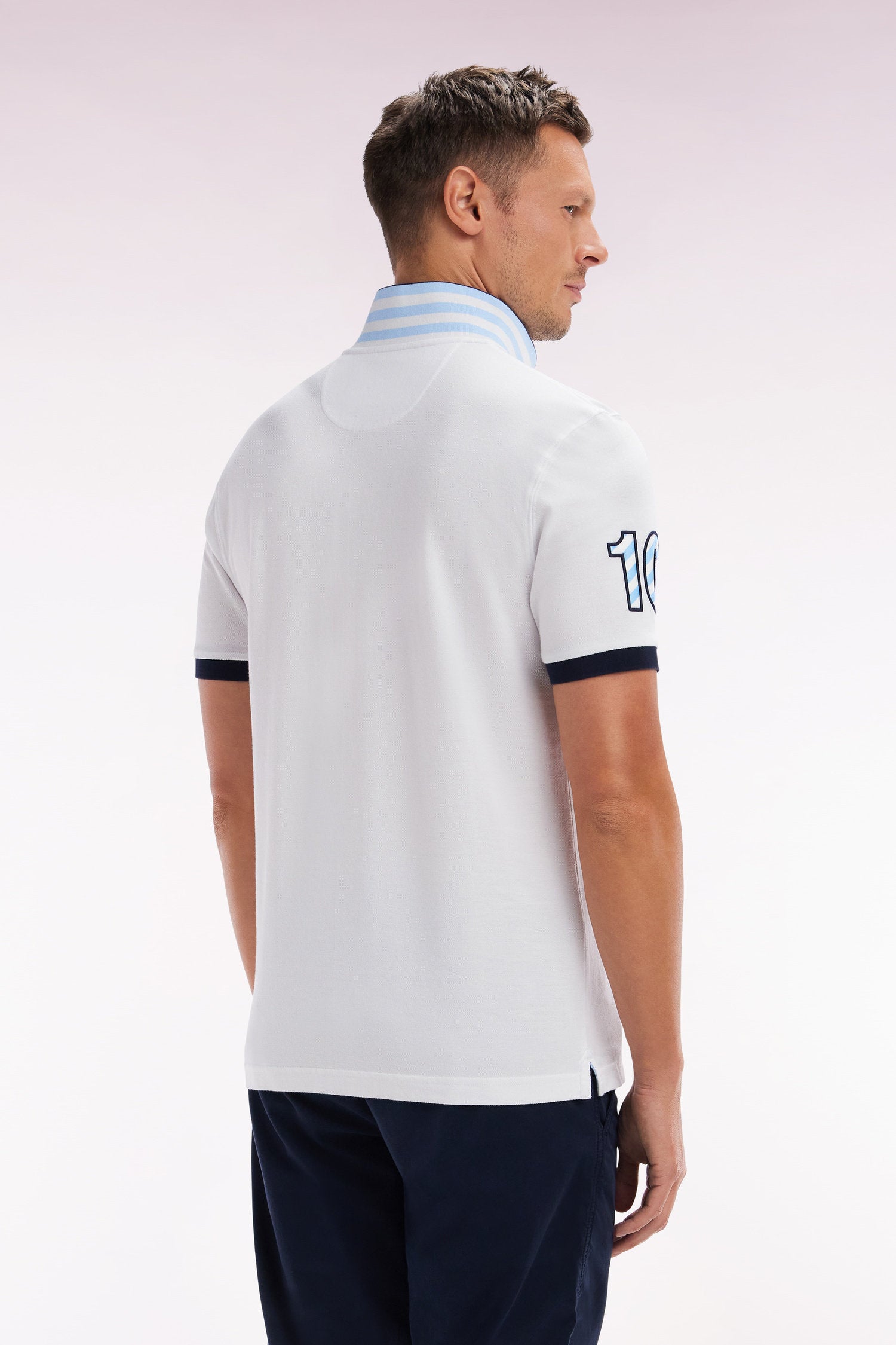 Eden Park_Straight-Fit Short-Sleeved Polo Shirt in White Cotton PiquŽ with 10 Sleeves Embroidery_E25MAIPC0031_BC_04