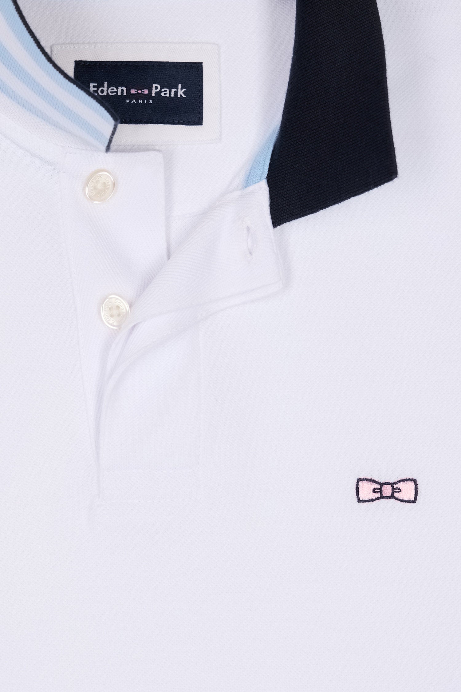 Eden Park_Straight-Fit Short-Sleeved Polo Shirt in White Cotton PiquŽ with 10 Sleeves Embroidery_E25MAIPC0031_BC_05