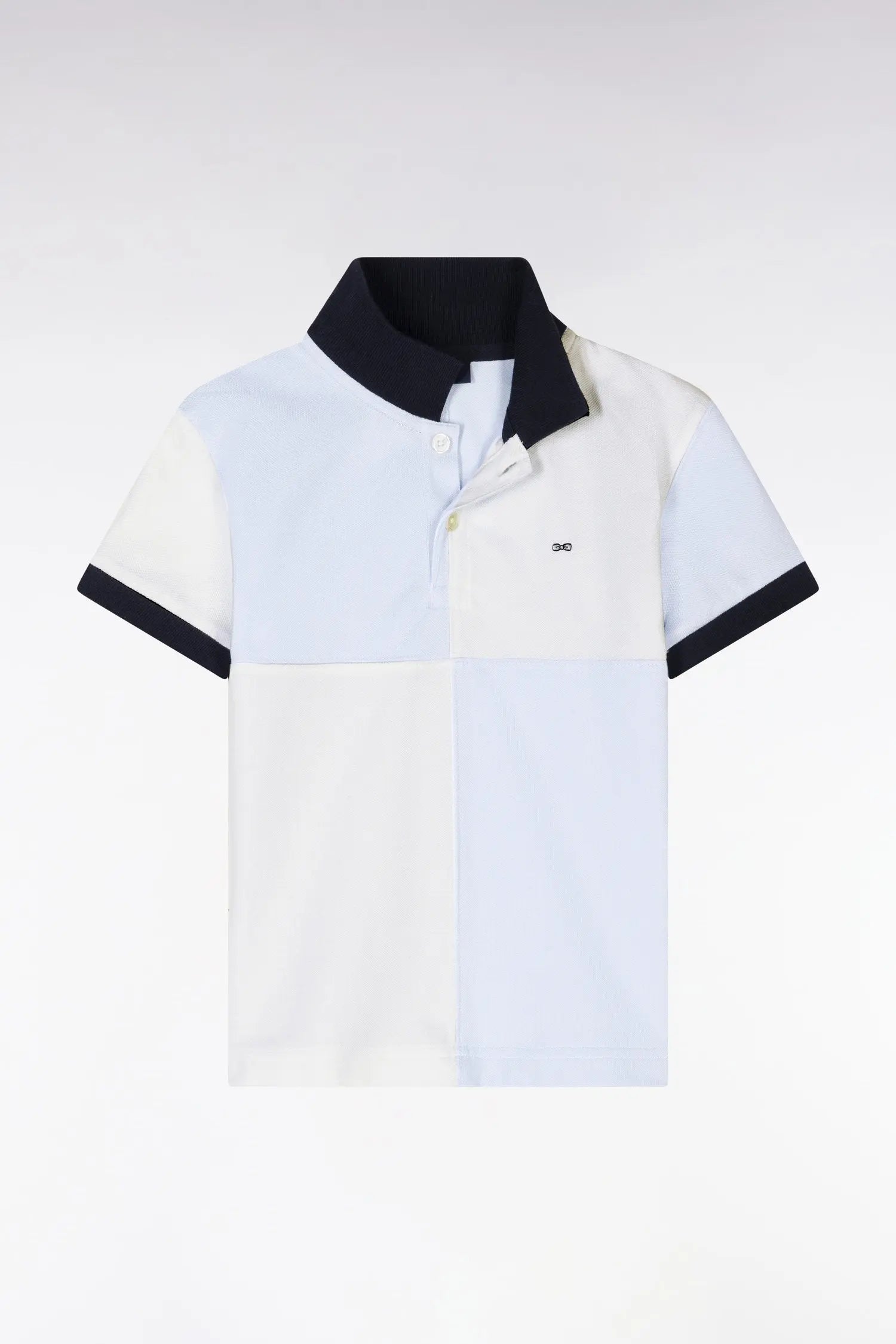 Eden Park_Straight-Fit Barbarian Short-Sleeved Polo Shirt in Sky Blue and White Cotton_E25MAIPC0046_BLC25_01