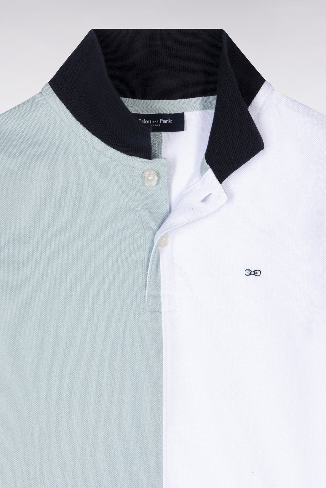 Eden Park_Straight-Fit Short-Sleeved Polo Shirt in Navy White and Green Tricolor Cotton PiquŽ_E25MAIPC0054_VEC18_02