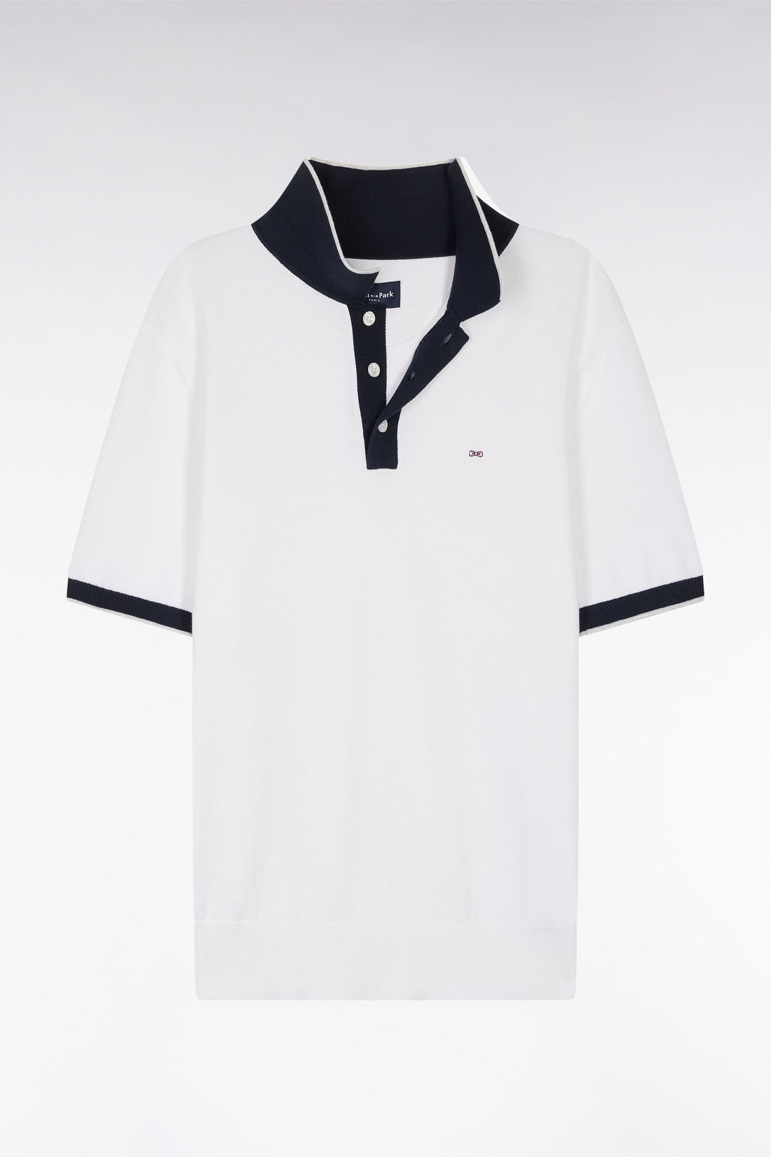 Eden Park_Straight-Fit Short-Sleeved Polo Collar Jumper in White Cotton_E25MAIPU0010_BC_02