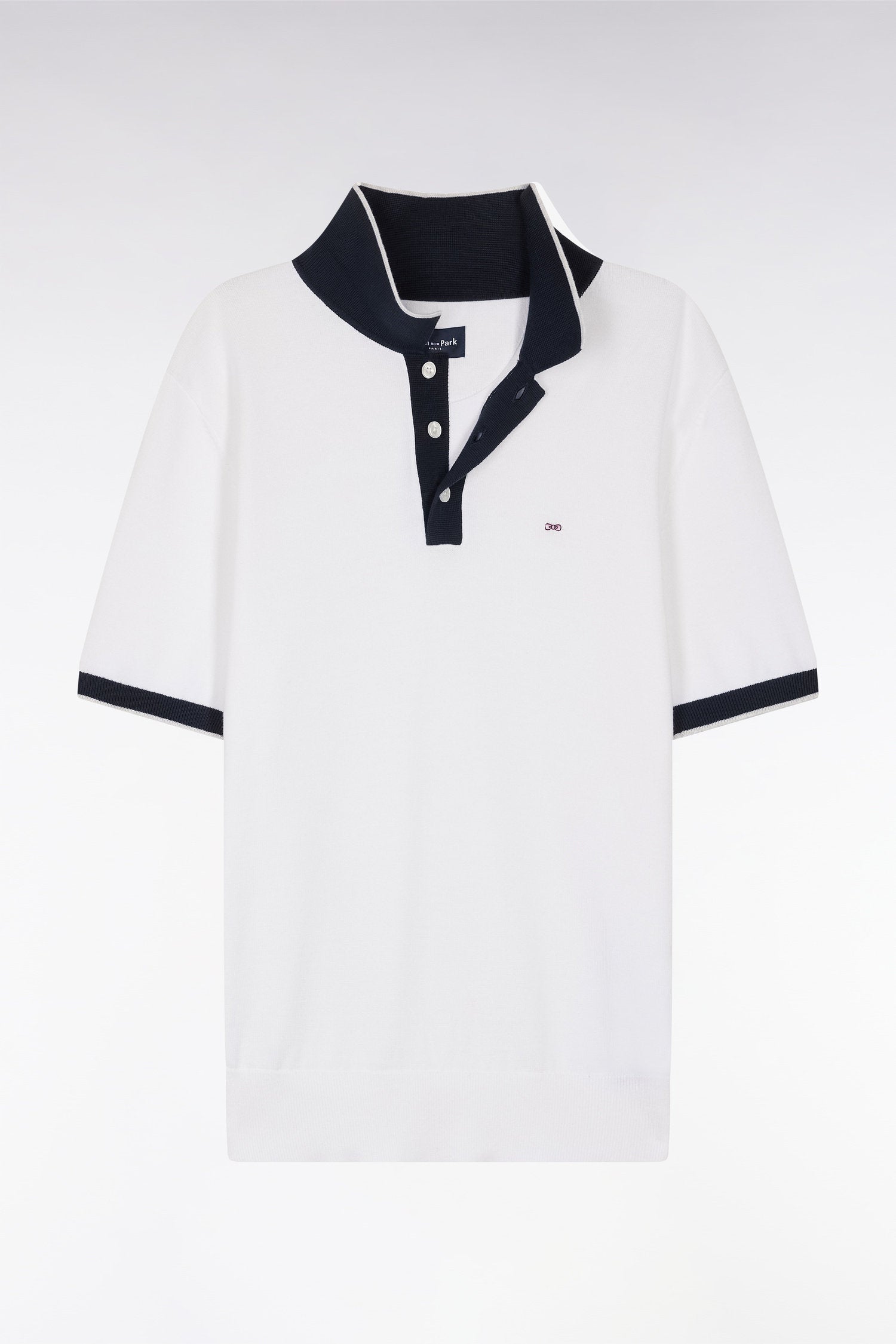 Eden Park_Straight-Fit Short-Sleeved Polo Collar Jumper in White Cotton_E25MAIPU0010_BC_02
