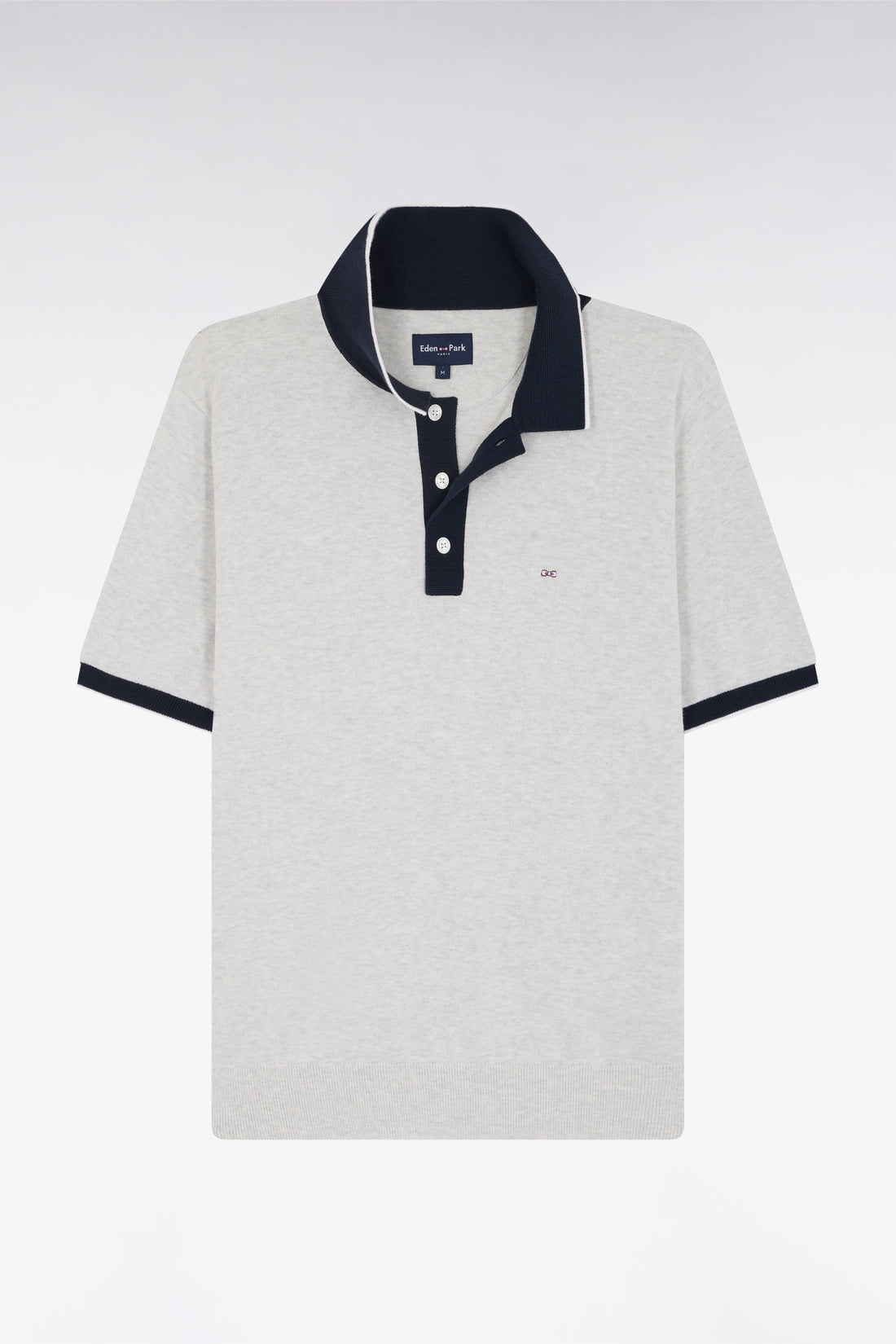 Eden Park_Straight-Fit Short-Sleeved Polo Collar Jumper in Grey Cotton_E25MAIPU0010_GRC10_02