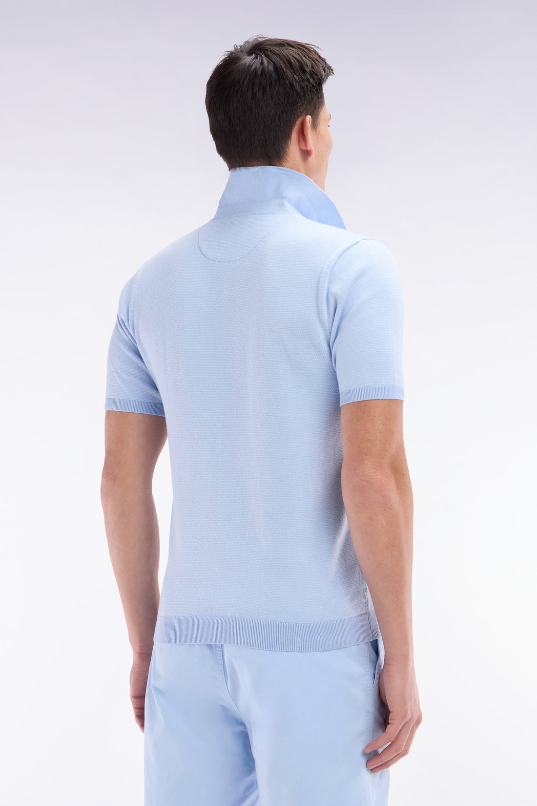 Eden Park_Straight-Cut Sky Blue Cotton Polo Neck Jumper_E25MAIPU0014_BLC26_02