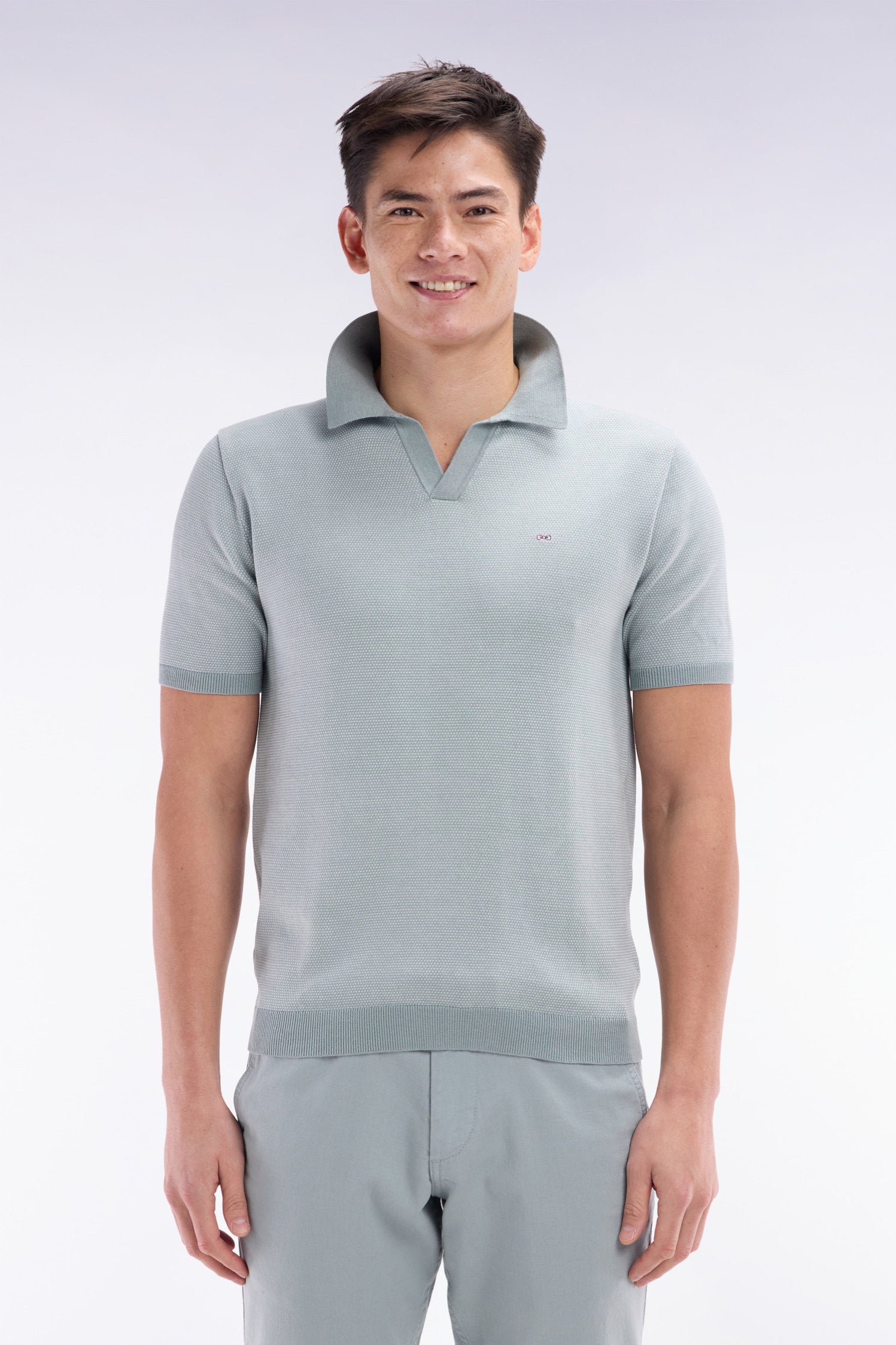 Eden Park_Straight-Cut Light Grey Cotton Polo Neck Jumper_E25MAIPU0014_GRM26_01