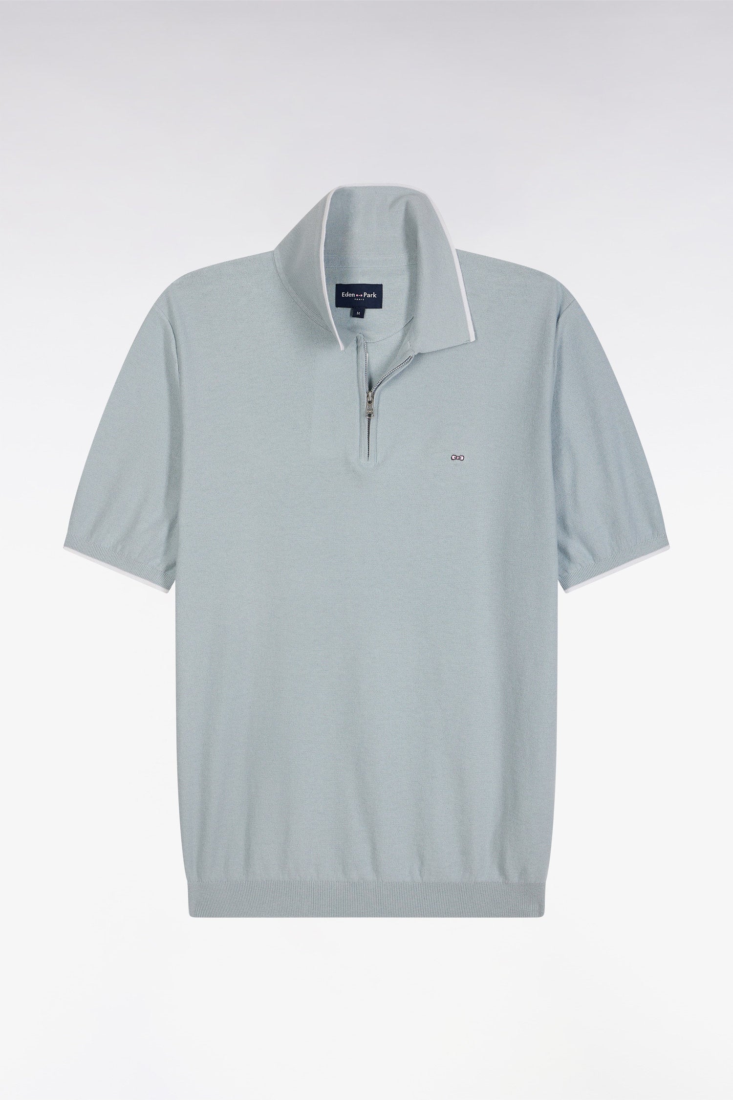 Eden Park_Straight-Fit Sky Blue Polo Neck Jumper in Organic Cotton and Cashmere Blend_E25MAIPU0029_BLC25_02