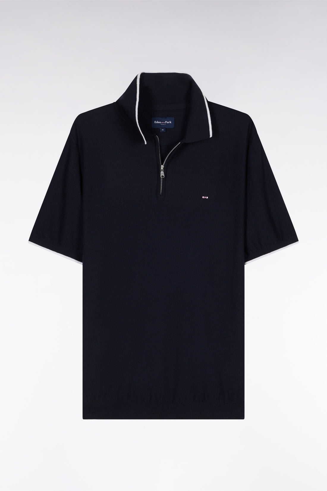 Eden Park_Straight-Fit Navy Polo Neck Jumper in Organic Cotton and Cashmere Blend_E25MAIPU0029_BLF_02