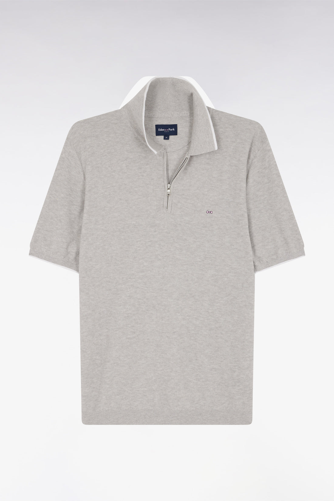 Eden Park_Straight-Fit Grey Polo Neck Jumper in Organic Cotton and Cashmere Blend_E25MAIPU0029_GRC10_02