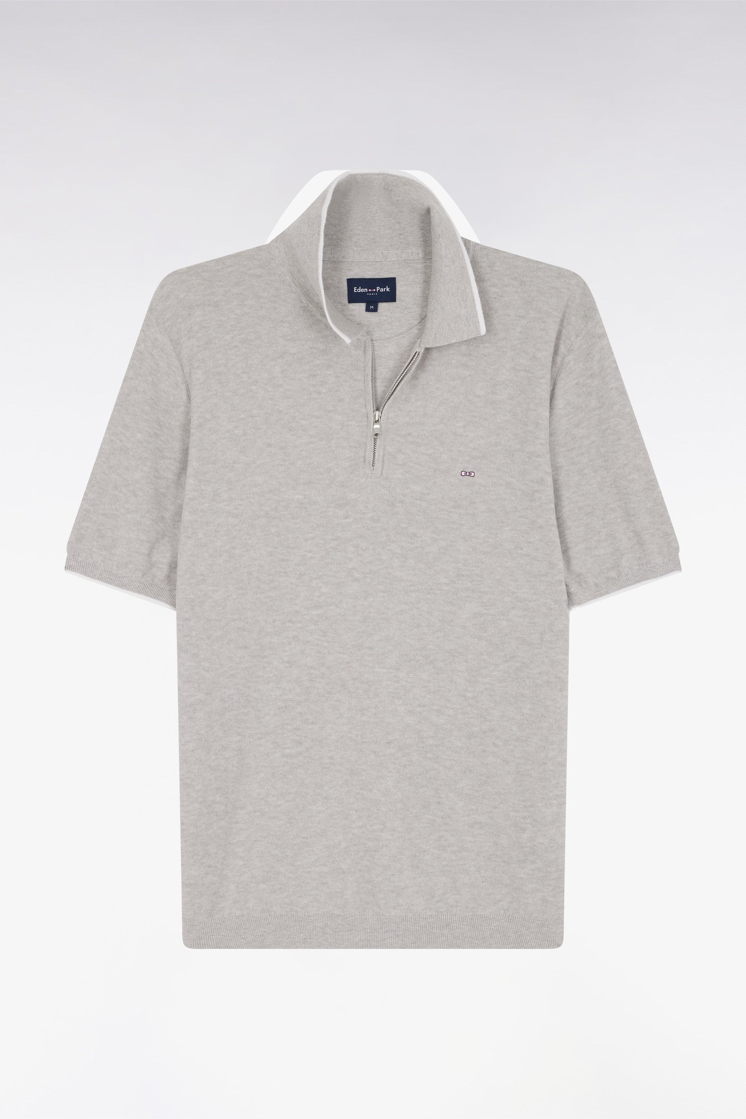 Eden Park_Straight-Fit Grey Polo Neck Jumper in Organic Cotton and Cashmere Blend_E25MAIPU0029_GRC10_02