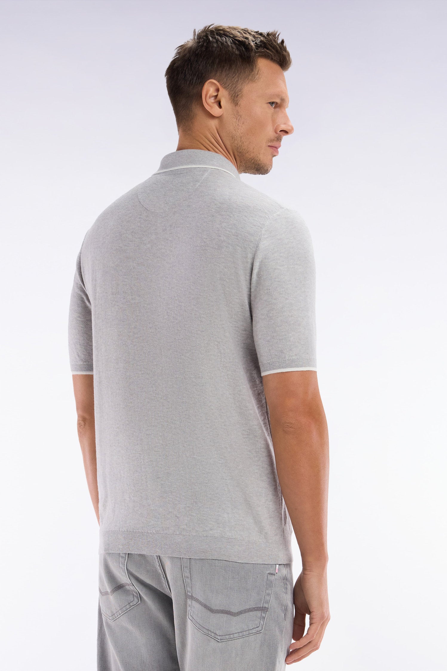 Eden Park_Straight-Fit Grey Polo Neck Jumper in Organic Cotton and Cashmere Blend_E25MAIPU0029_GRC10_04