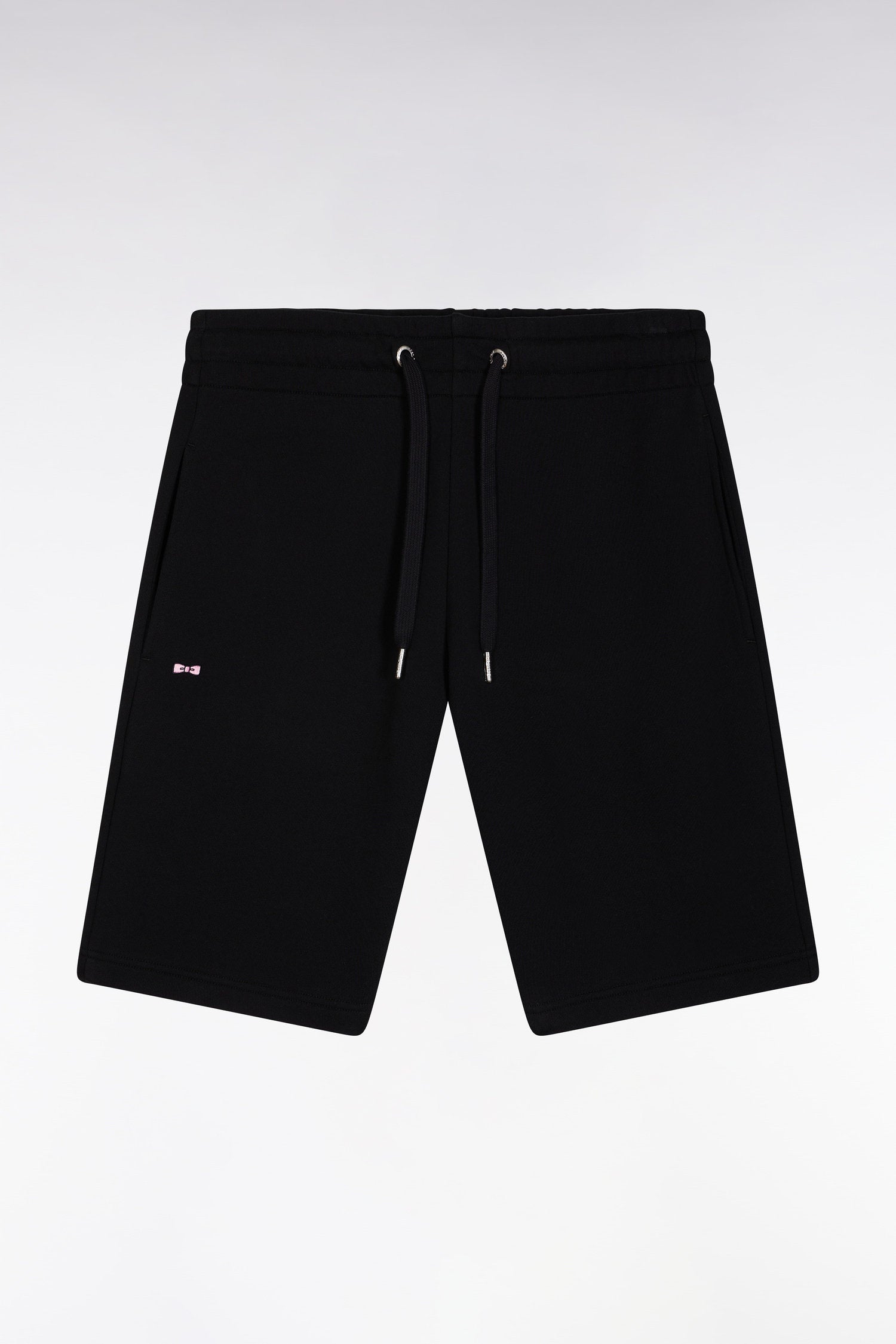 Eden Park_Straight-Fit Black Cotton Fleece Shorts_E25MAISH0001_NO_02