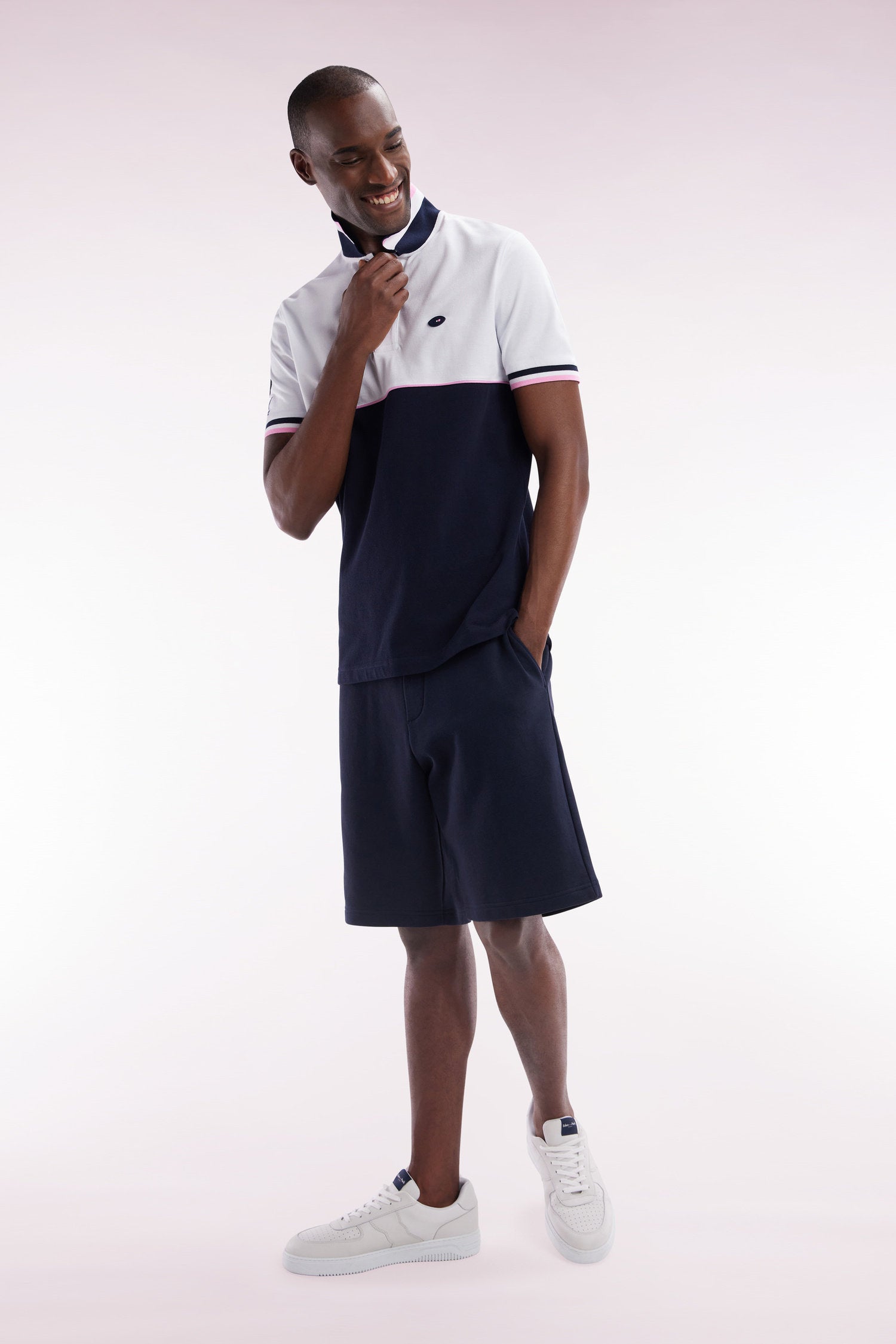 Eden Park_XV De France Relaxed-Fit Shorts in Navy Cotton Fleece_E25MAISH0020_BLF_03