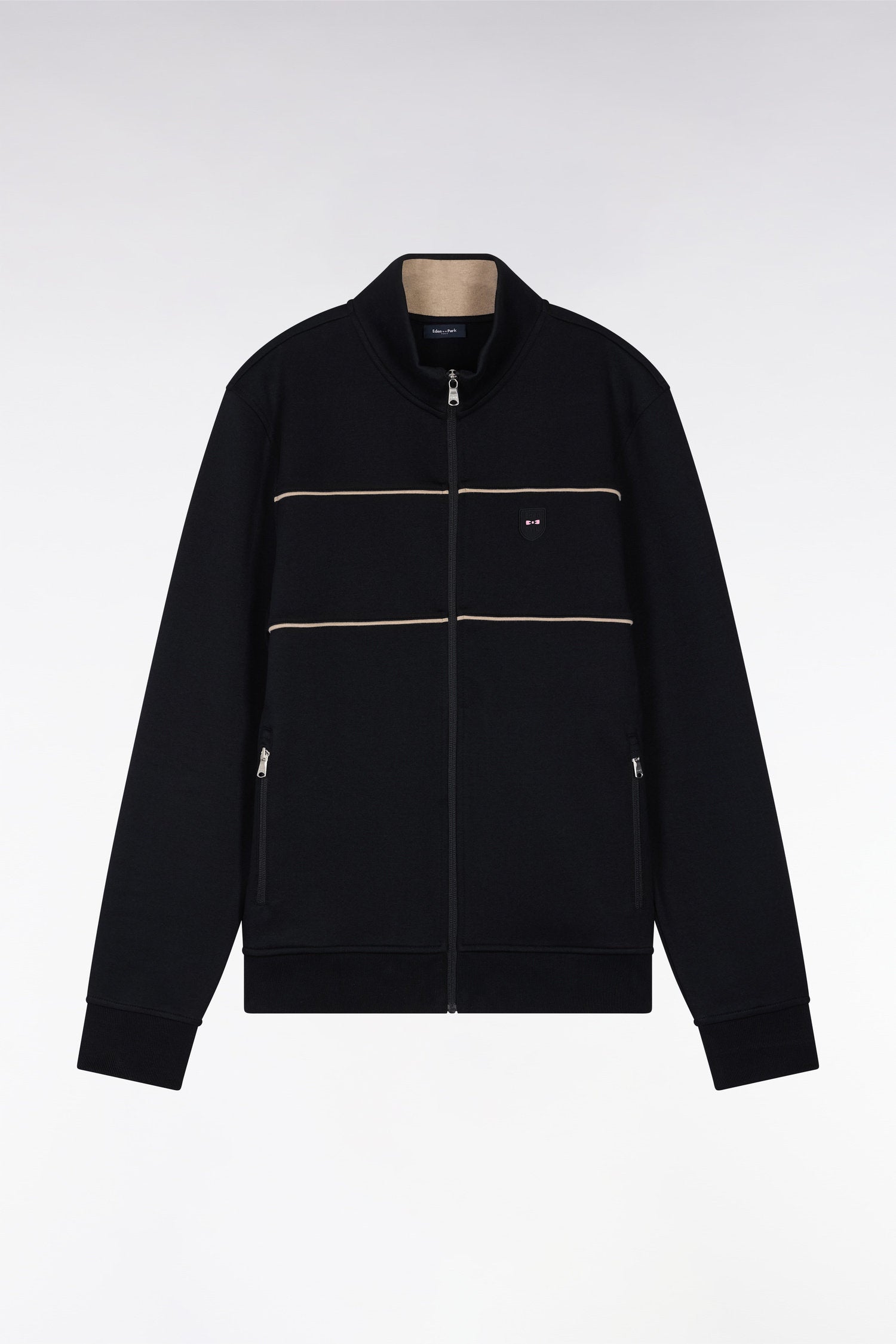 Eden Park_Black Cotton-Blend Zip-Up Sweatshirt_E25MAISW0017_NO_04