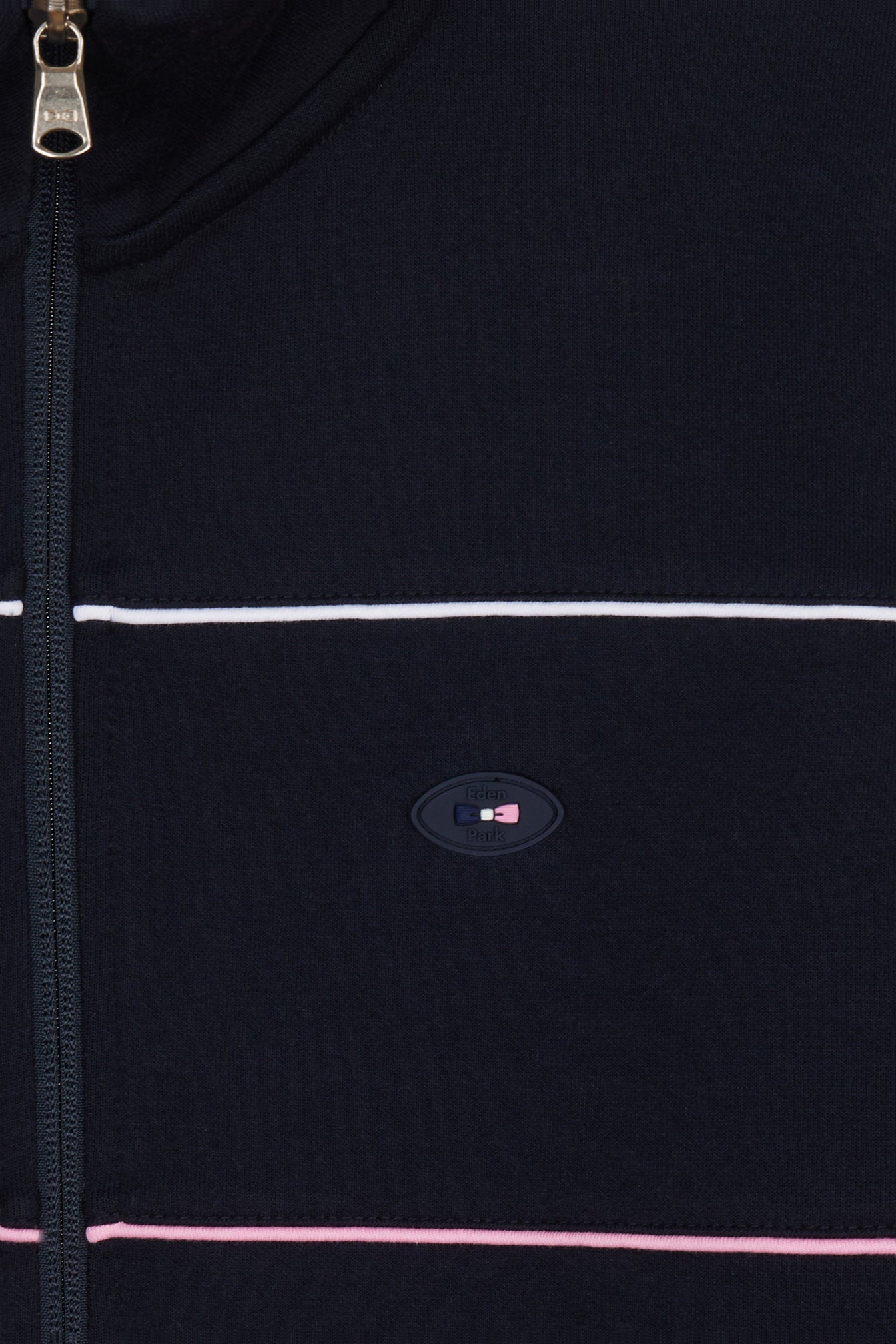 Eden Park_Straight-Fit Zip-Up Sweatshirt in Navy Stretch Cotton with Contrasting Piping_E25MAISW0054_BLF_05