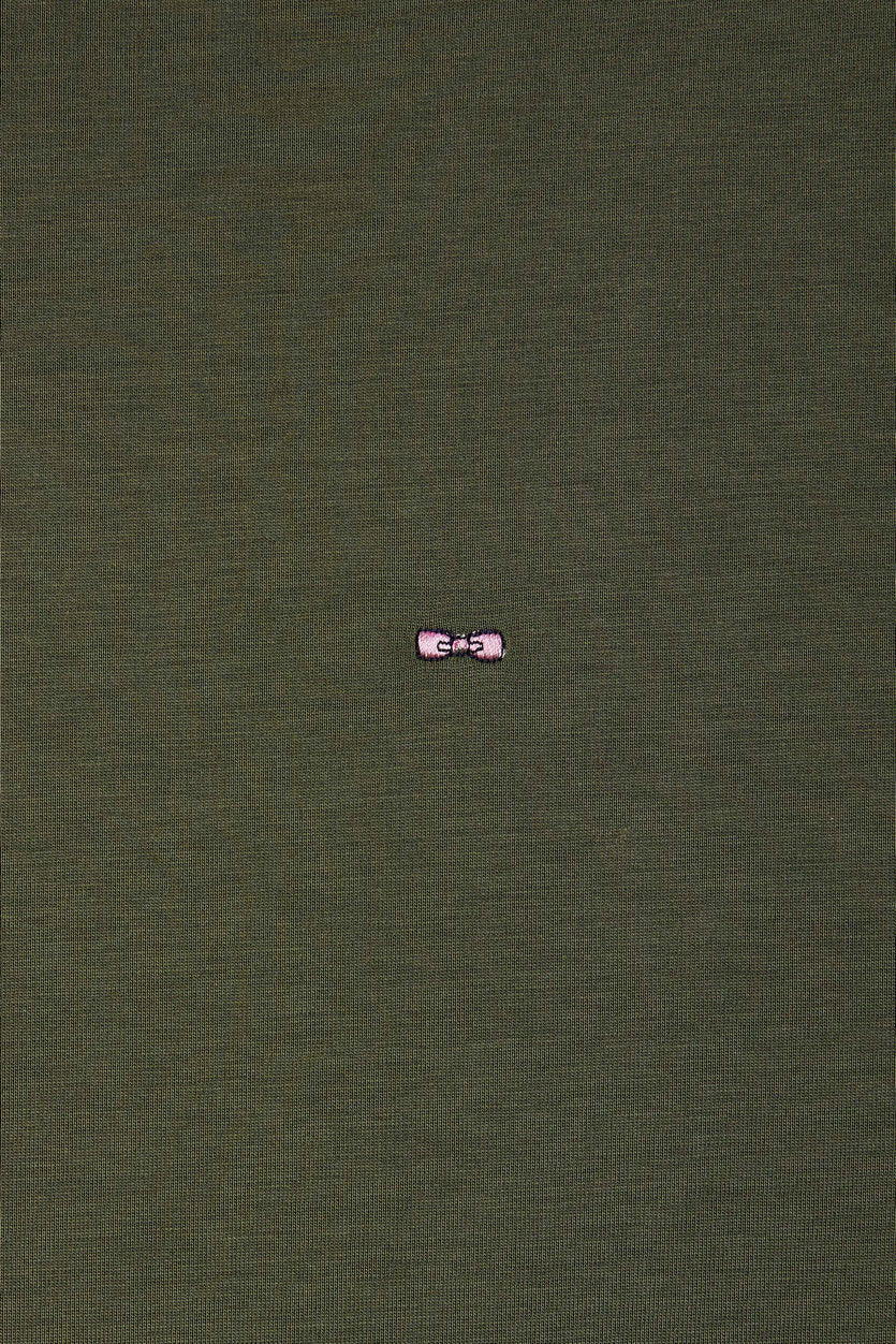 Eden Park_Straight-Fit Khaki Short-Sleeved T-Shirt_E25MAITC0001_KAF5_05