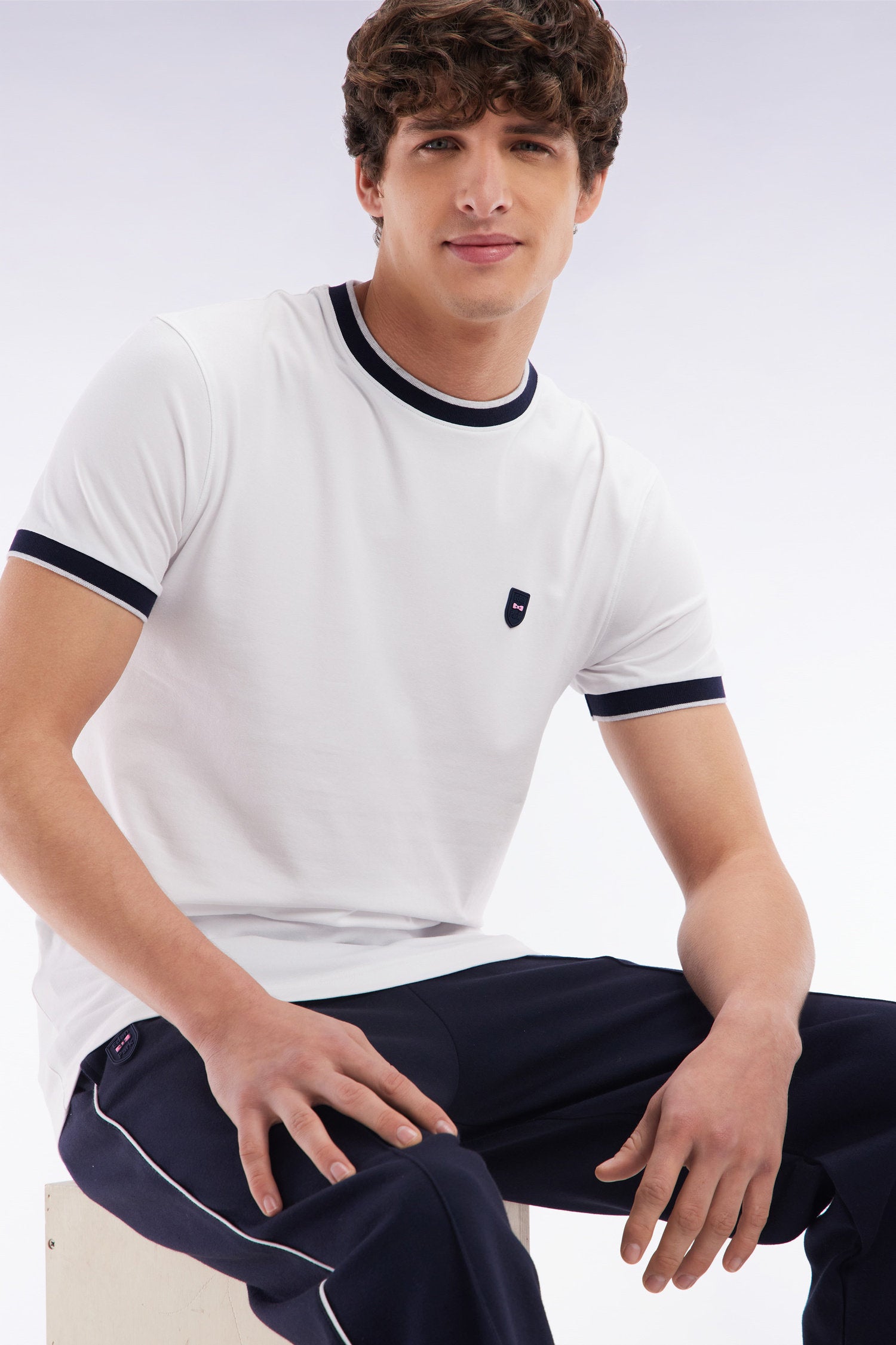 Eden Park_Slim-Fit White Stretch Cotton T-Shirt_E25MAITC0020_BC_03