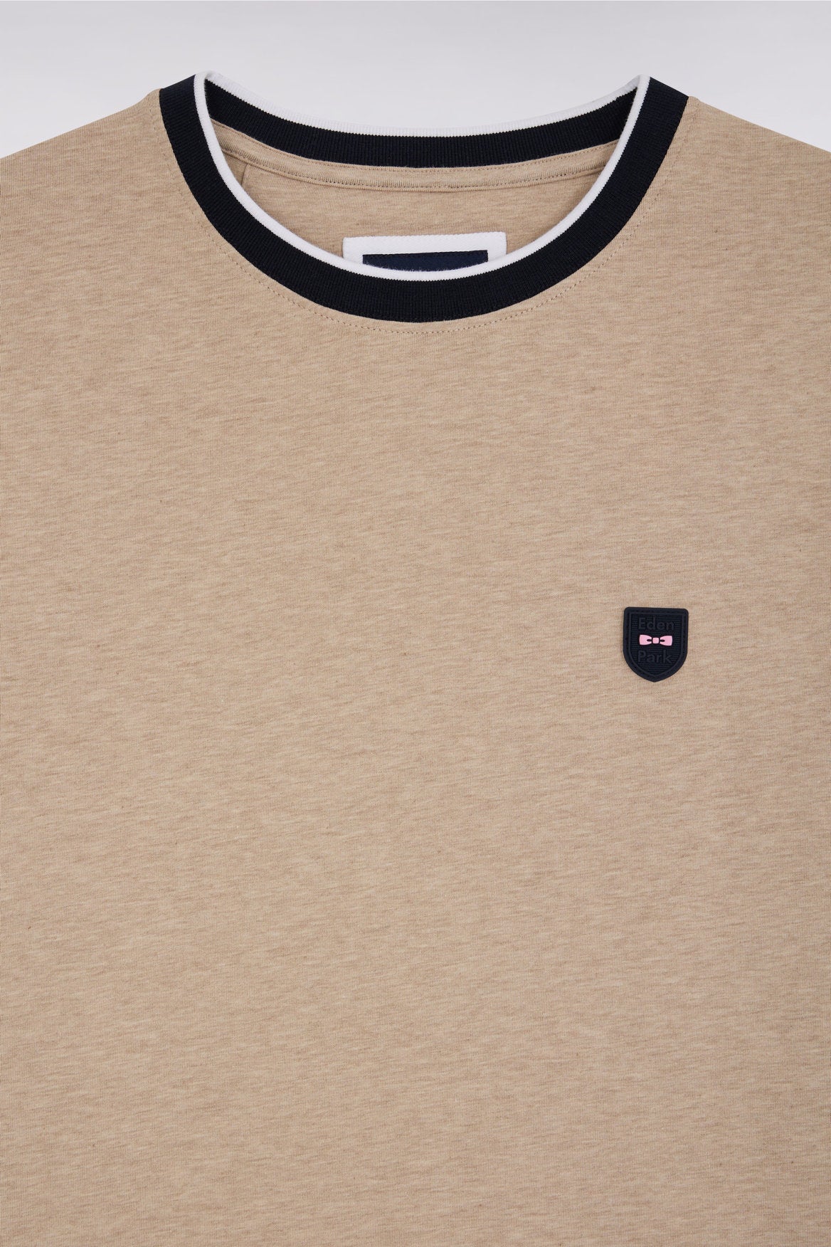 Eden Park_Slim-Fit Beige Stretch Cotton T-Shirt_E25MAITC0020_BEC13_02