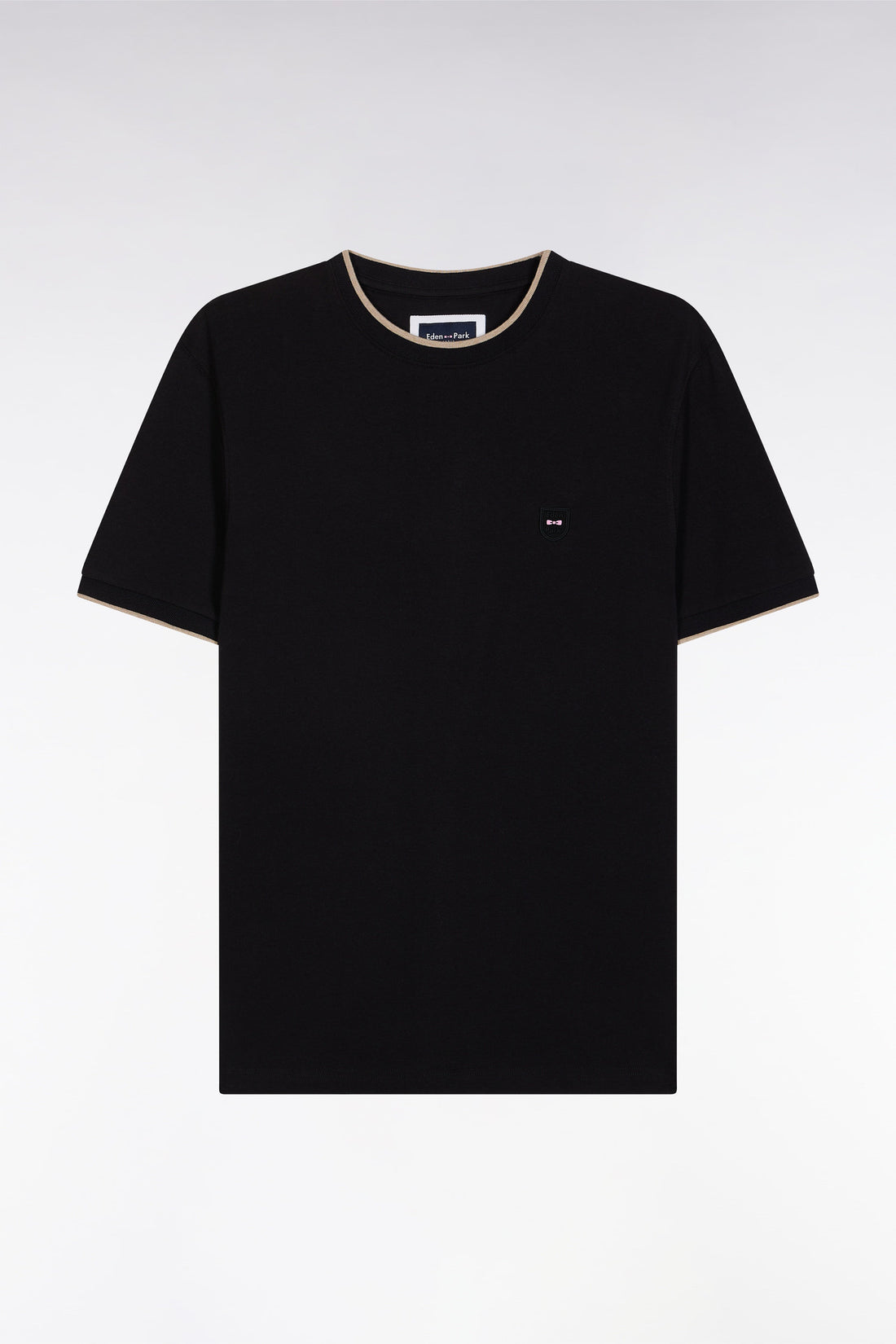 Eden Park_Slim-Fit Black Stretch Cotton T-Shirt_E25MAITC0020_NO_02