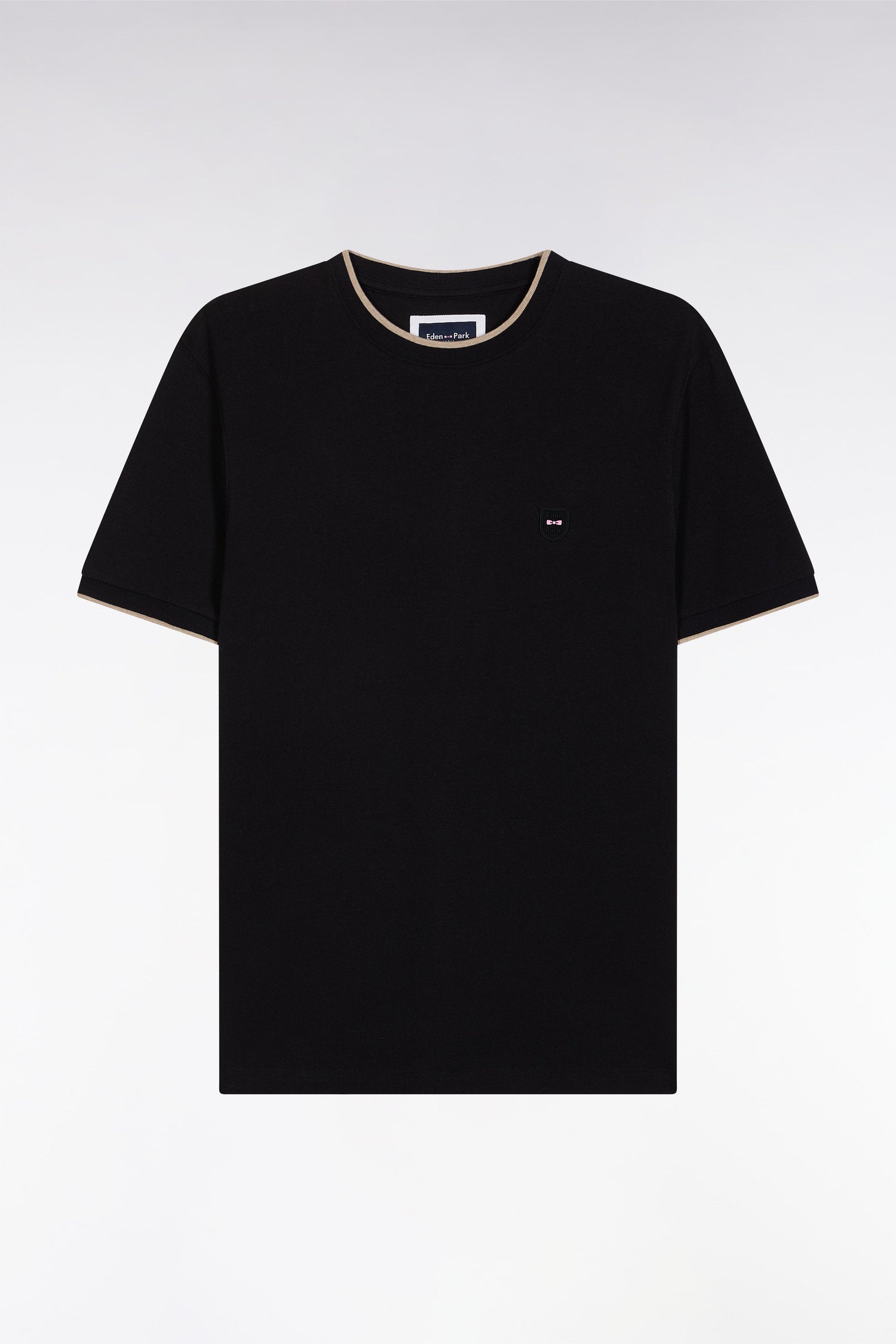 Eden Park_Slim-Fit Black Stretch Cotton T-Shirt_E25MAITC0020_NO_02