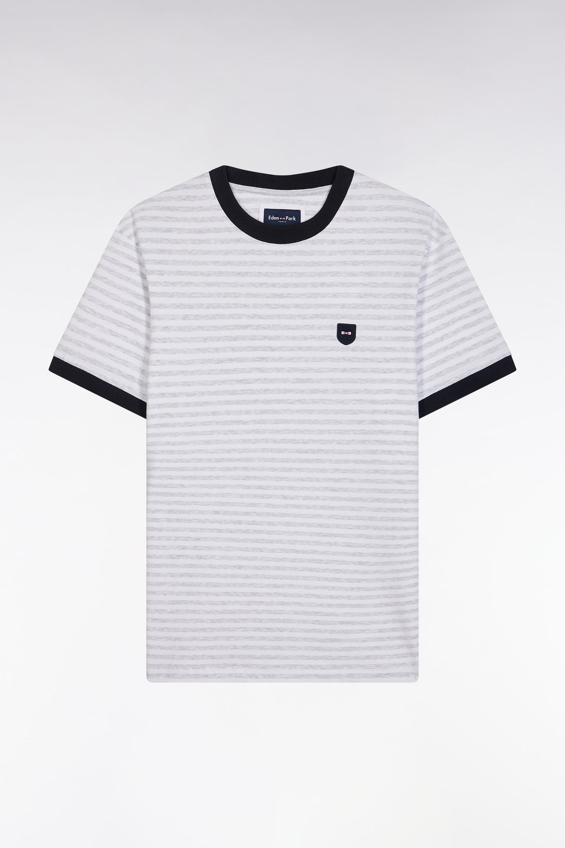 Eden Park_Slim-Fit Grey Striped Stretch Cotton T-Shirt_E25MAITC0021_GRC10_02