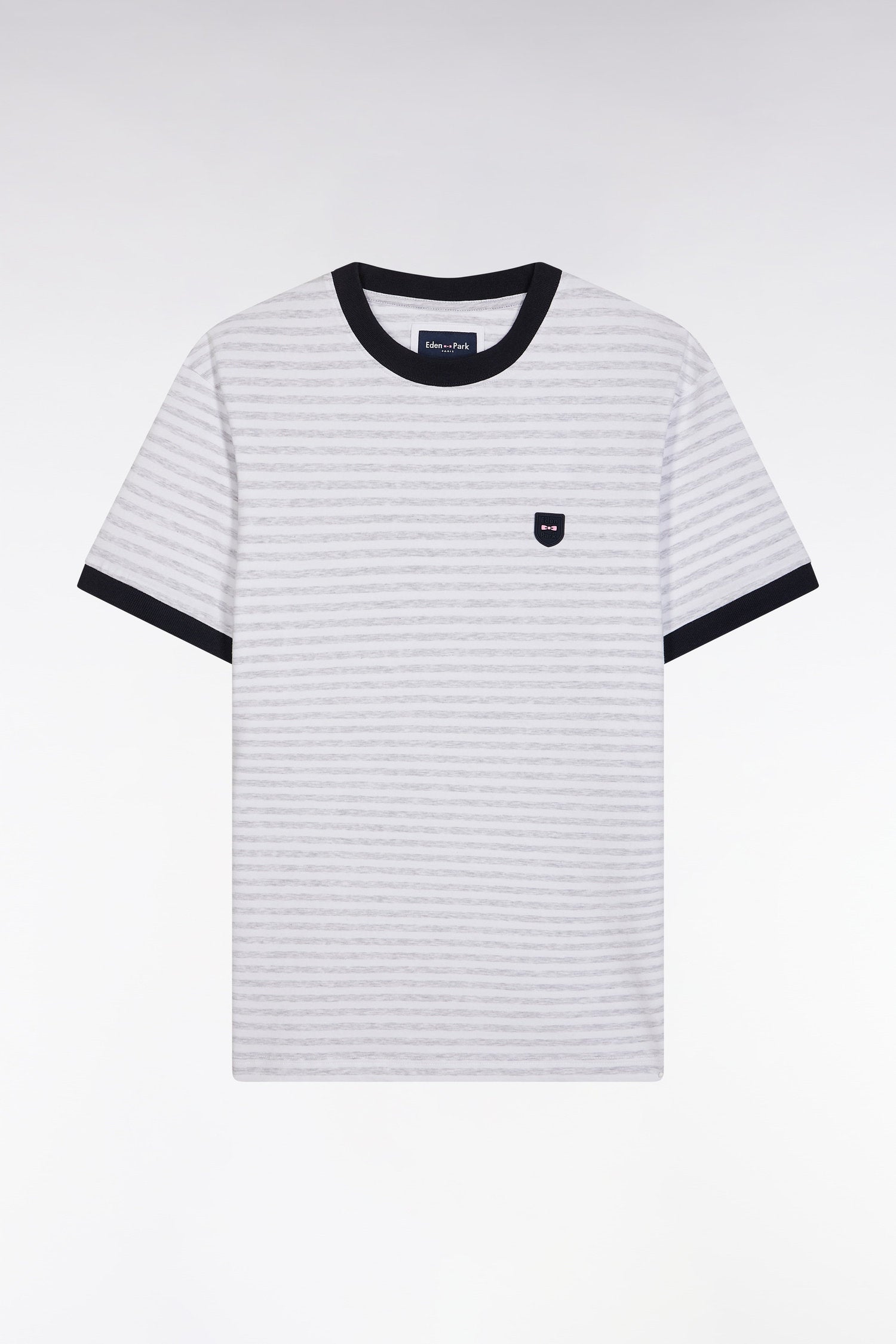 Eden Park_Slim-Fit Grey Striped Stretch Cotton T-Shirt_E25MAITC0021_GRC10_02