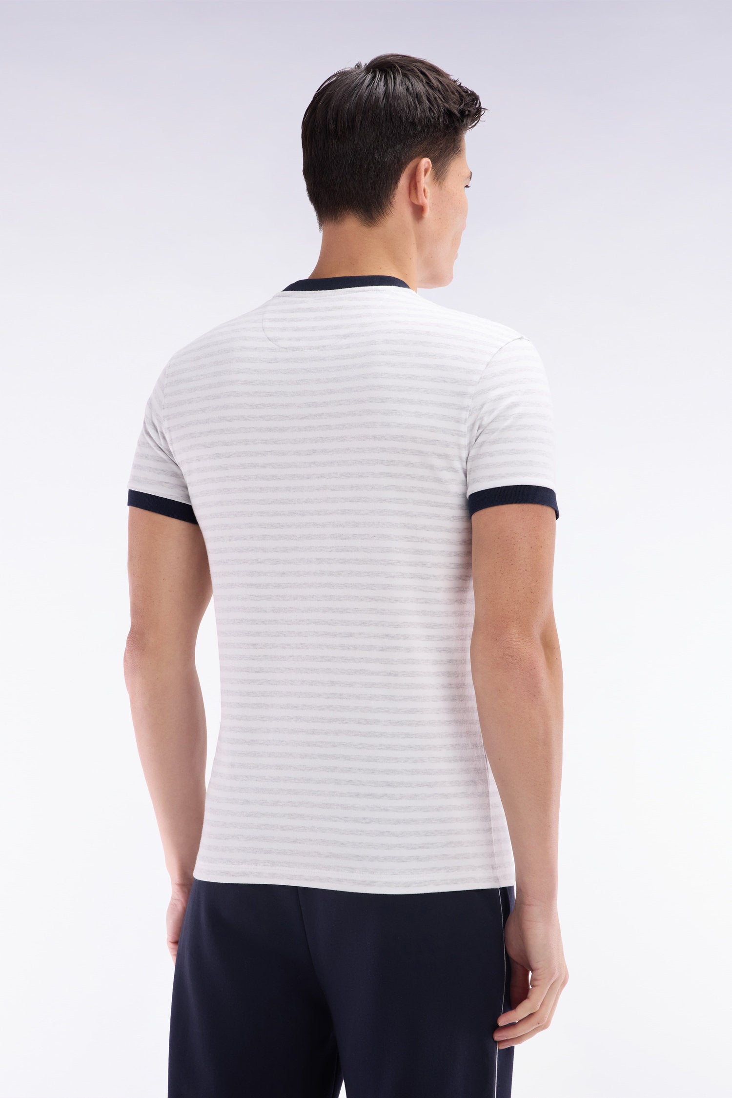 Eden Park_Slim-Fit Grey Striped Stretch Cotton T-Shirt_E25MAITC0021_GRC10_04