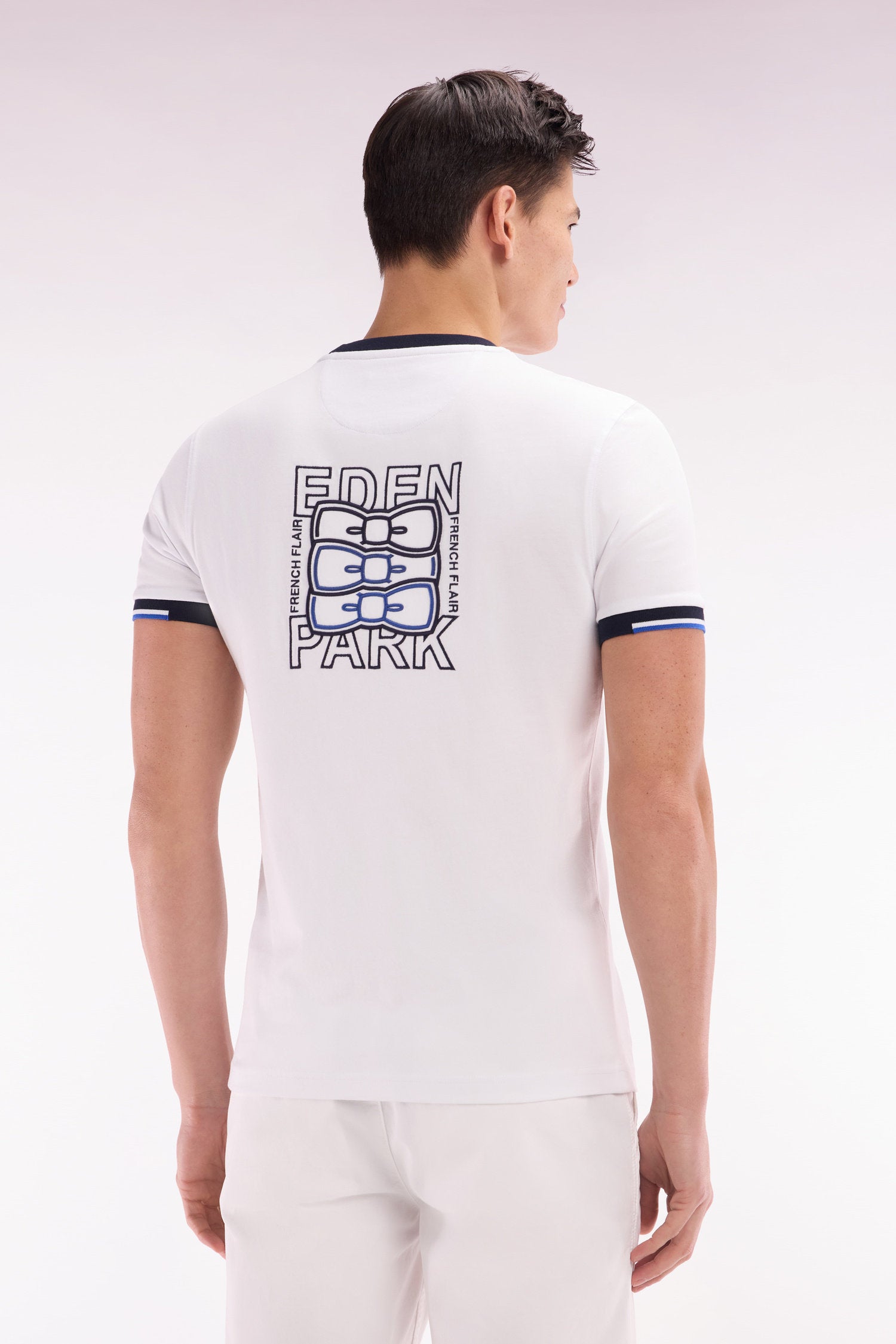 Eden Park_Straight-Fit White Cotton T-Shirt with Back Embroidery_E25MAITC0031_BC_02