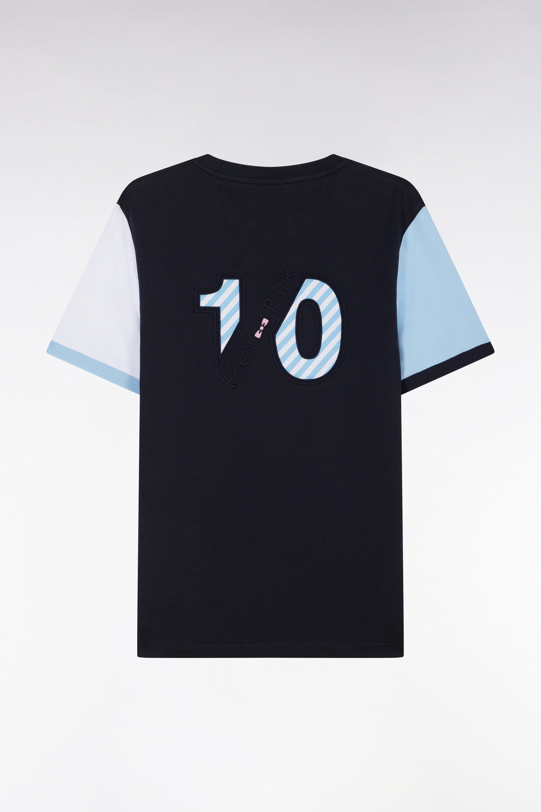 Eden Park_Straight-Fit Colorblock T-Shirt in Navy Cotton with 10 Embroidery_E25MAITC0034_BLF_02
