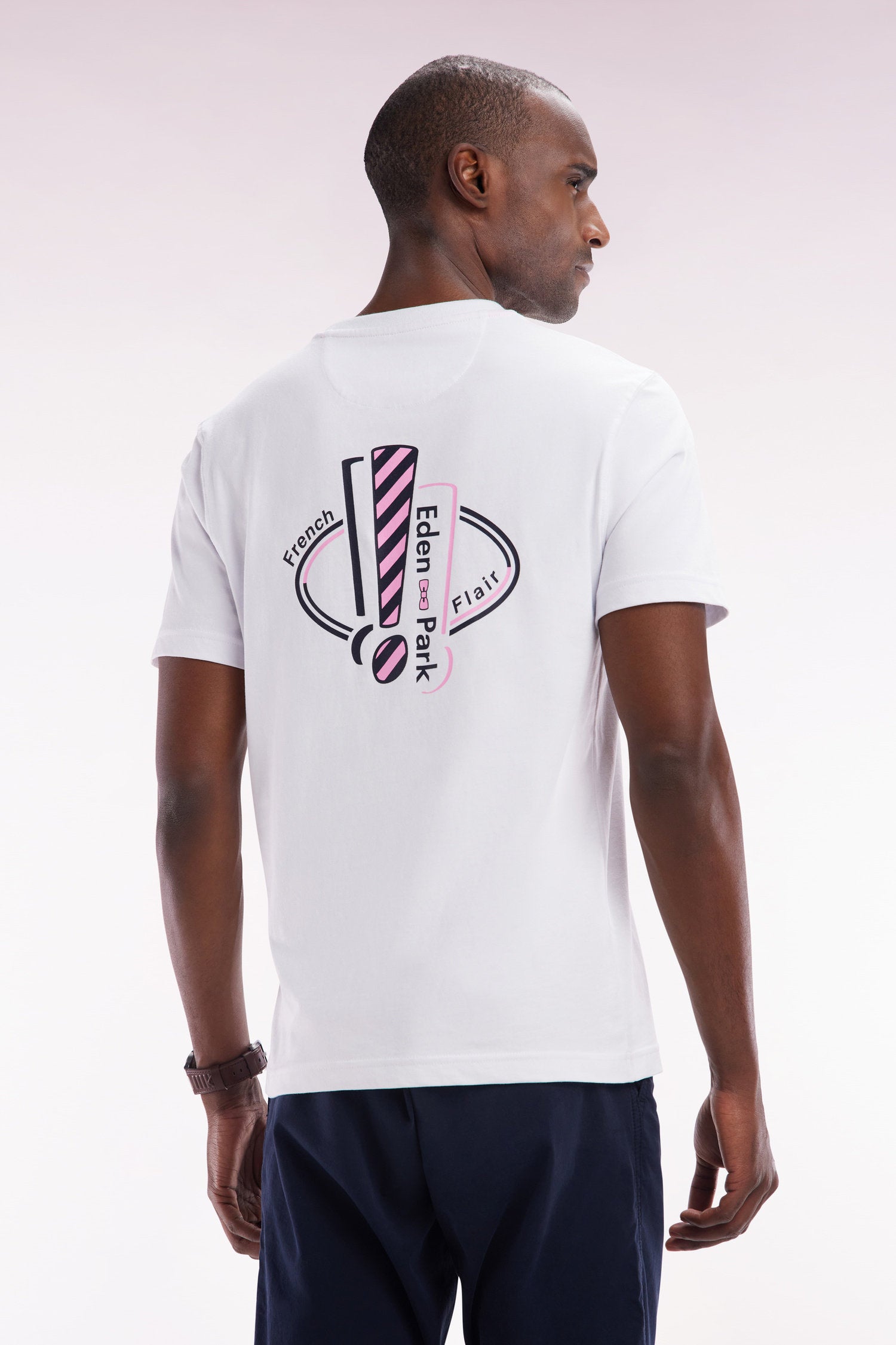 Eden Park_Straight-Fit Screen-Printed White Cotton T-Shirt_E25MAITC0038_BC_02
