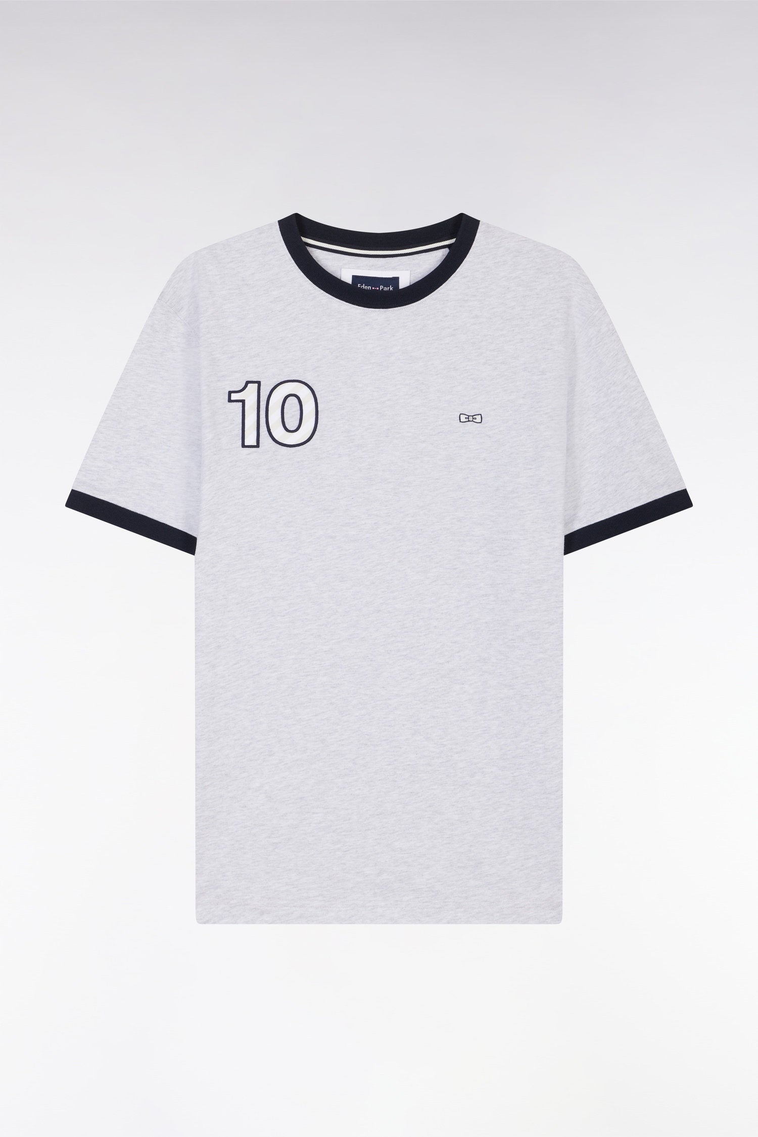 Eden Park_Relaxed Fit Grey Cotton T-Shirt with 10 Embroidery_E25MAITC0048_GRC10_04