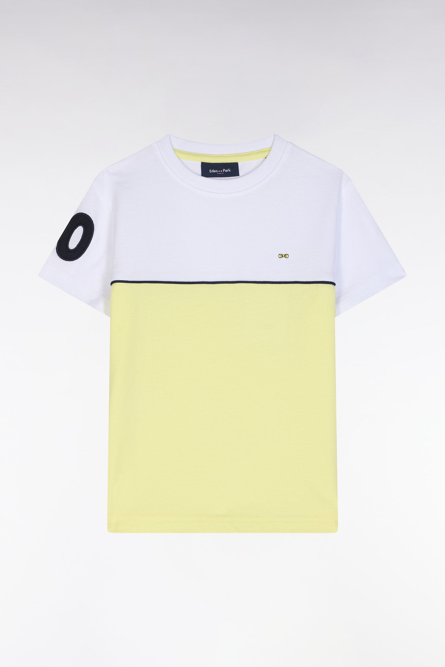 Eden Park_Straight-Fit Two-Tone Yellow Cotton T-Shirt_E25MAITC0052_JAC13_01