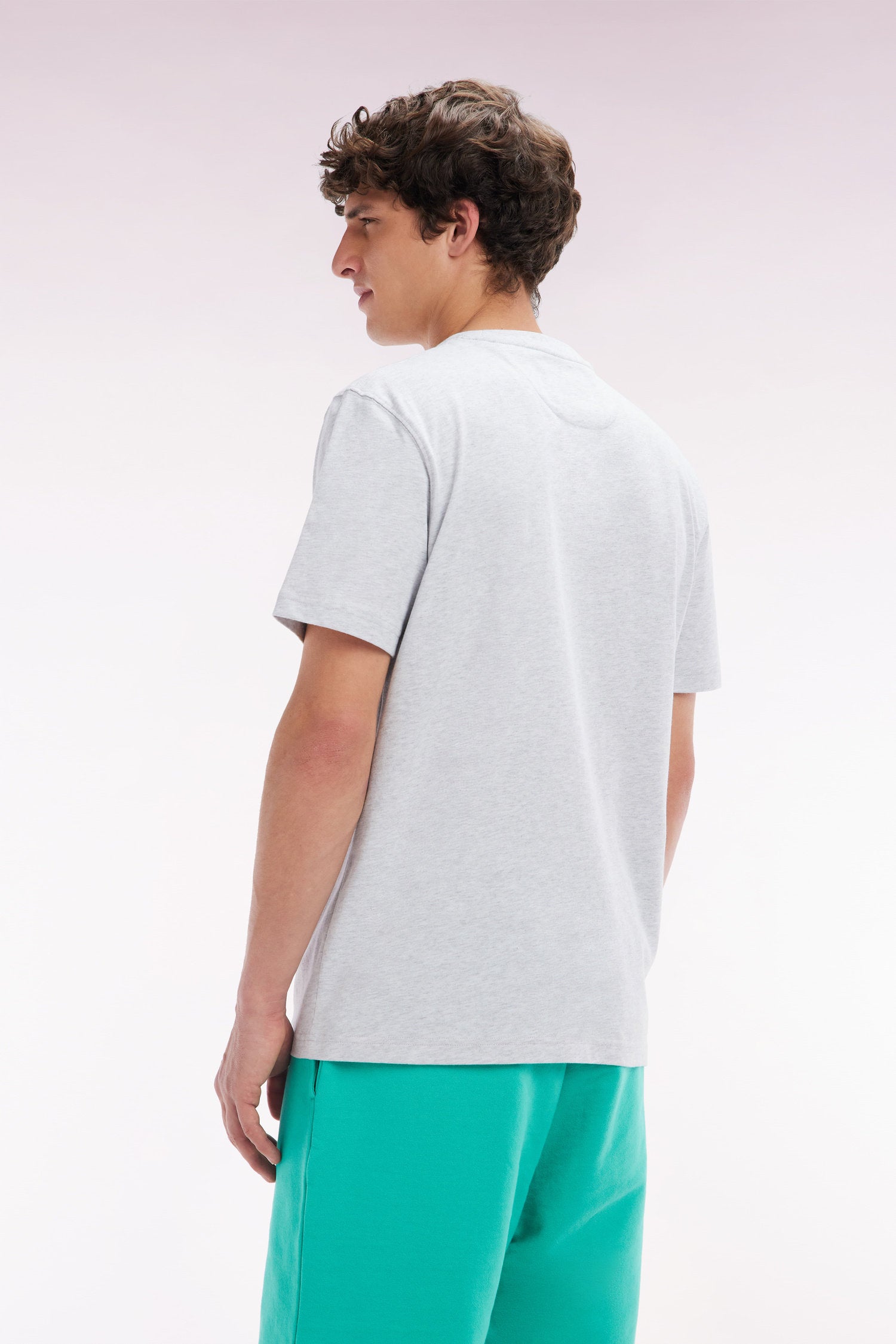 Eden Park_Grey Cotton T-Shirt with Palm Tree Screen print_E25MAITC0069_GRC10_02