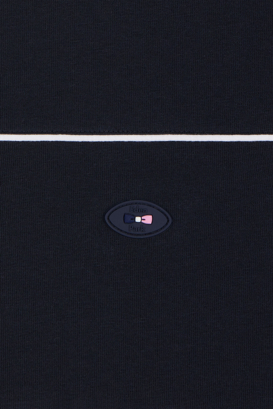 Eden Park_Straight-Fit XV De France T-Shirt in Navy Cotton with Piping_E25MAITC0071_BLF_05
