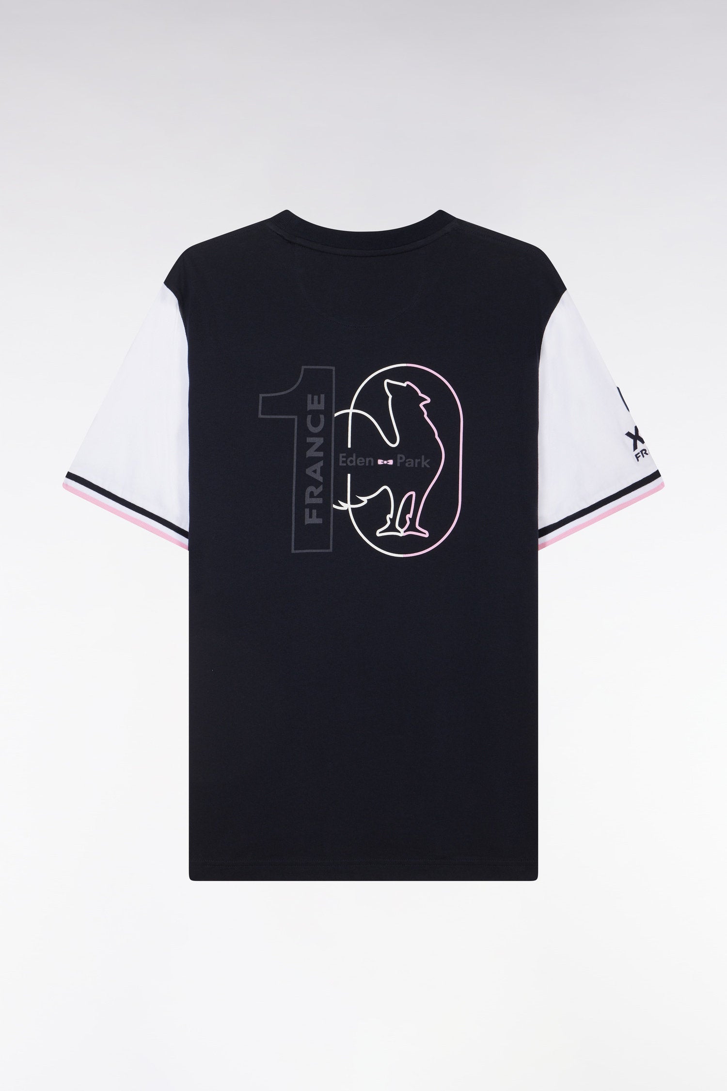 Eden Park_Straight-Fit Two-Tone XV De France T-Shirt in Navy Cotton with Rooster Embroidery_E25MAITC0076_BLF_04