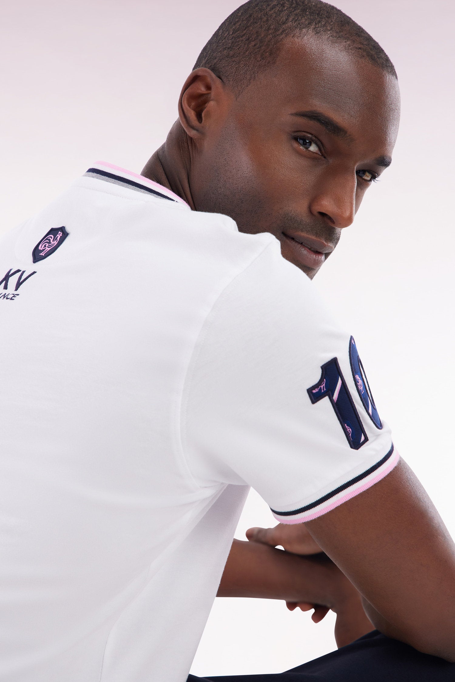 Eden Park_Straight-Fit XV De France T-Shirt in White Cotton with 10 Embroidery_E25MAITC0078_BC_03