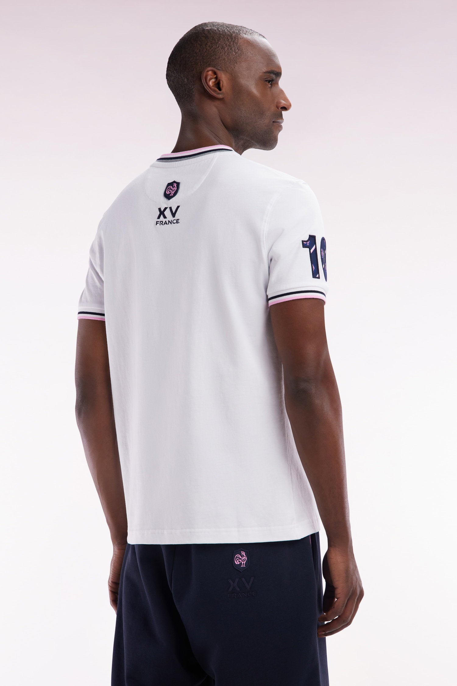 Eden Park_Straight-Fit XV De France T-Shirt in White Cotton with 10 Embroidery_E25MAITC0078_BC_04