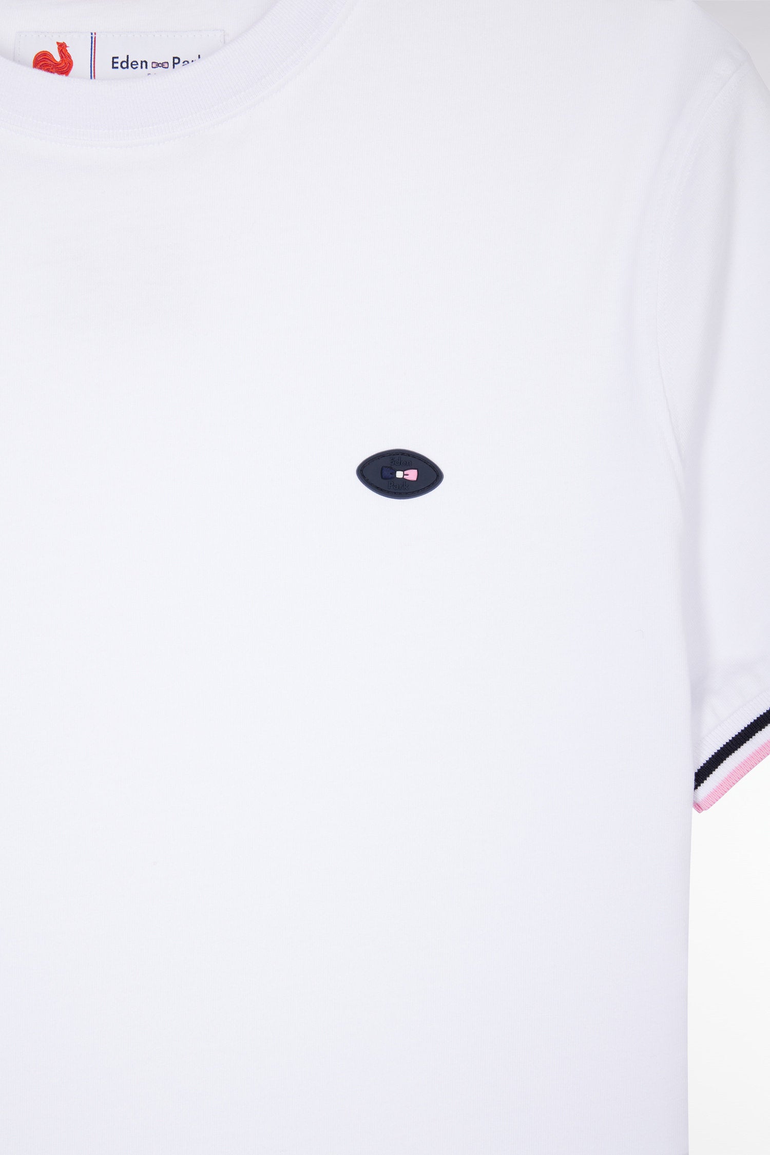 Eden Park_Straight-Fit XV De France T-Shirt in White Cotton with 10 Embroidery_E25MAITC0078_BC_05