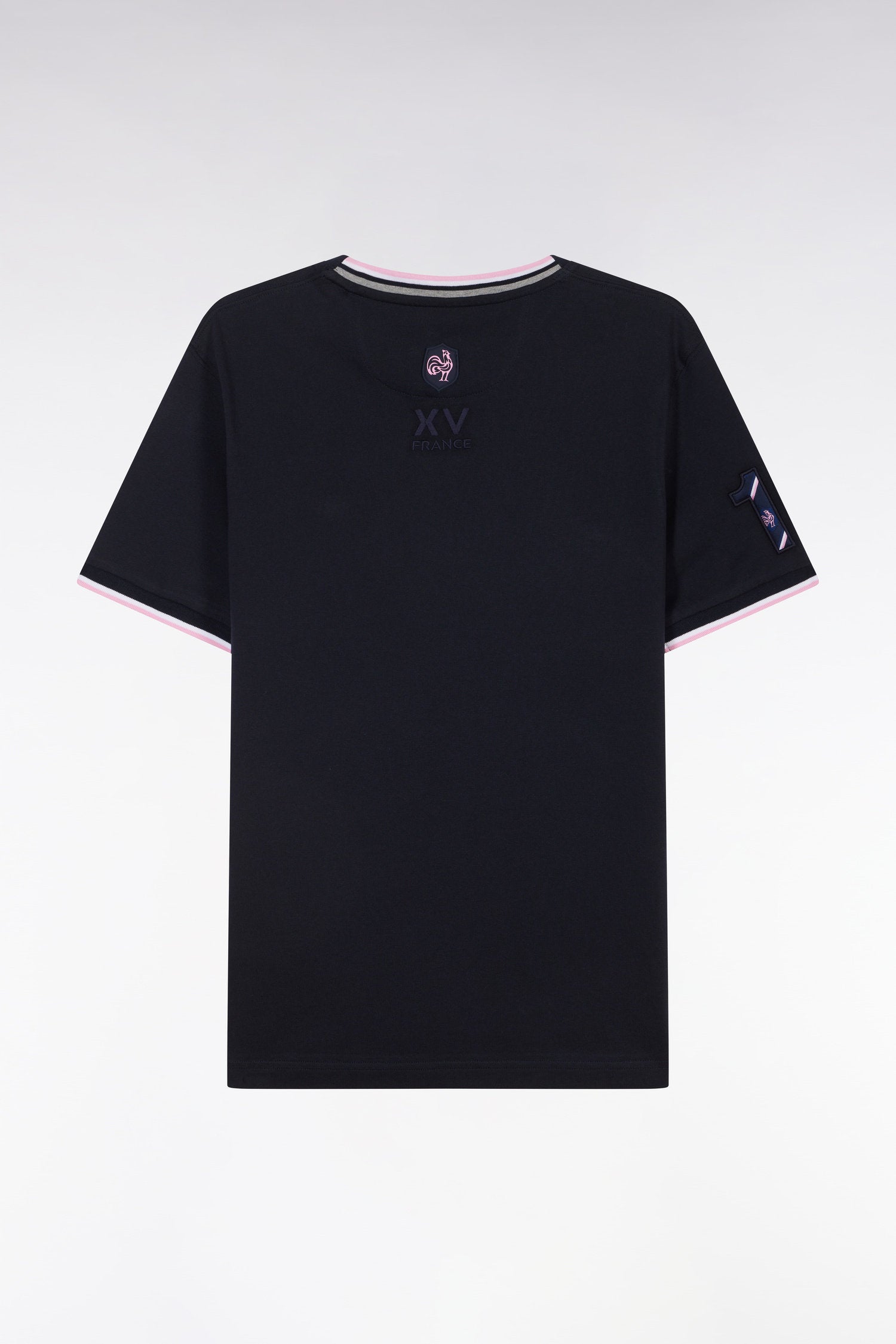 Eden Park_Straight-Fit XV De France T-Shirt in Navy Cotton with 10 Embroidery_E25MAITC0078_BLF_02