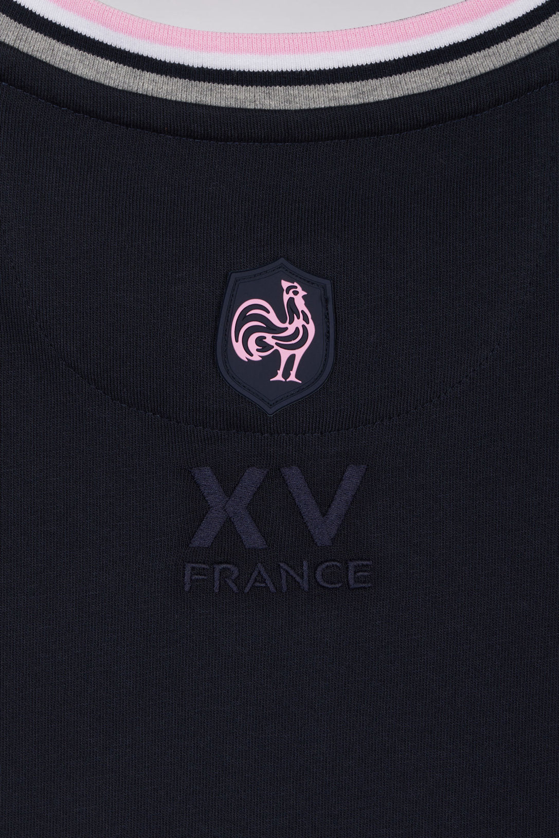 Eden Park_Straight-Fit XV De France T-Shirt in Navy Cotton with 10 Embroidery_E25MAITC0078_BLF_05