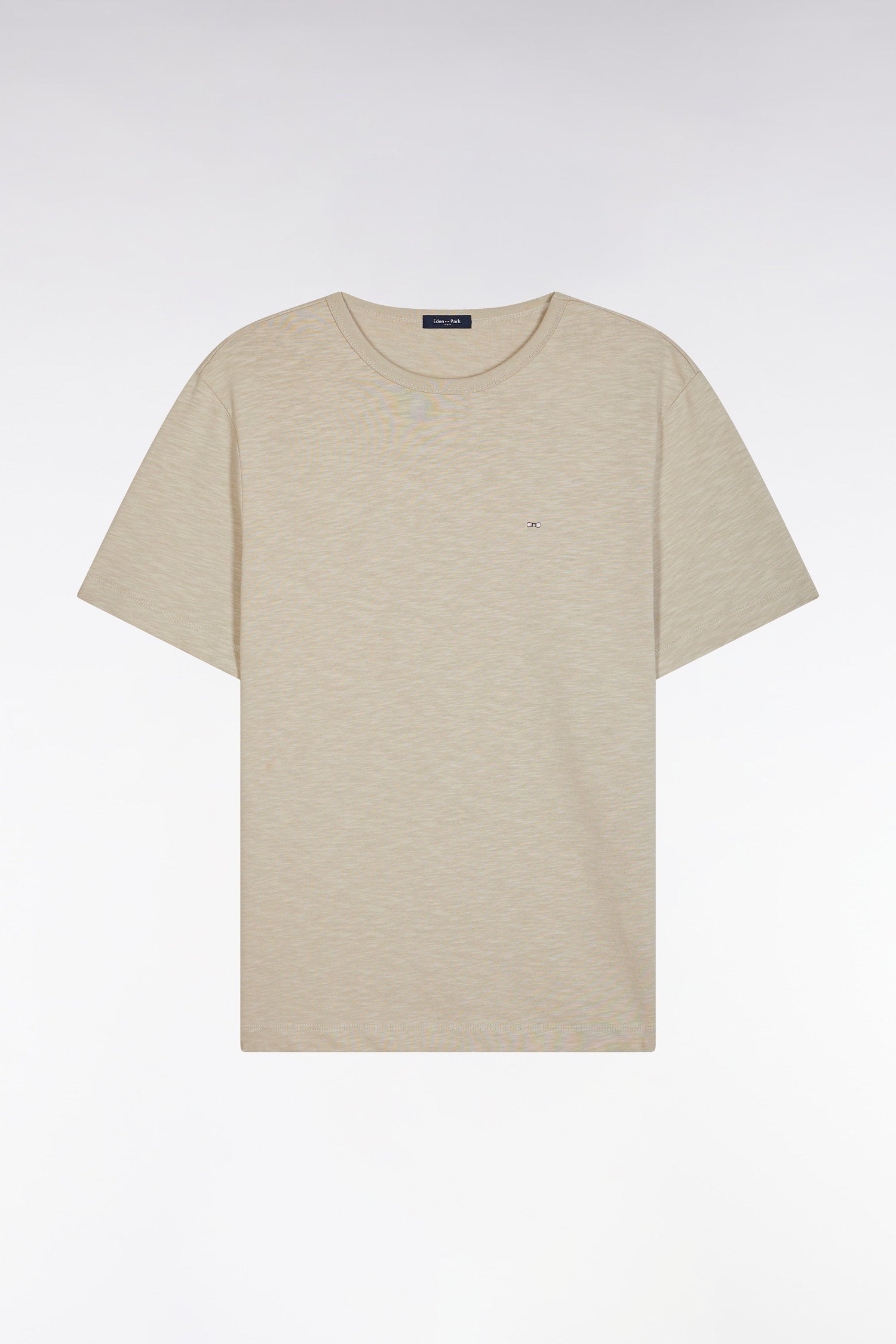 Eden Park_Straight Fit Beige Slub Cotton Jersey T-Shirt_E25MAITC0079_BEM7_04