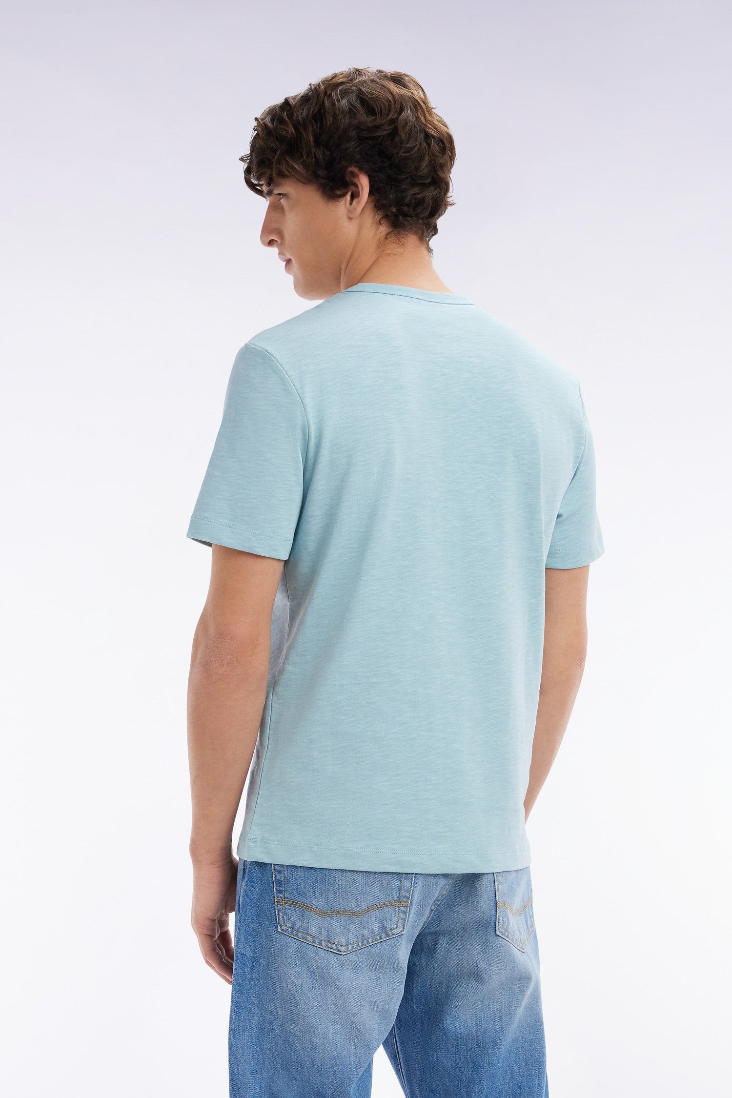 Eden Park_Straight Fit Sea Green Slub Cotton Jersey T-Shirt_E25MAITC0079_VEC18_02