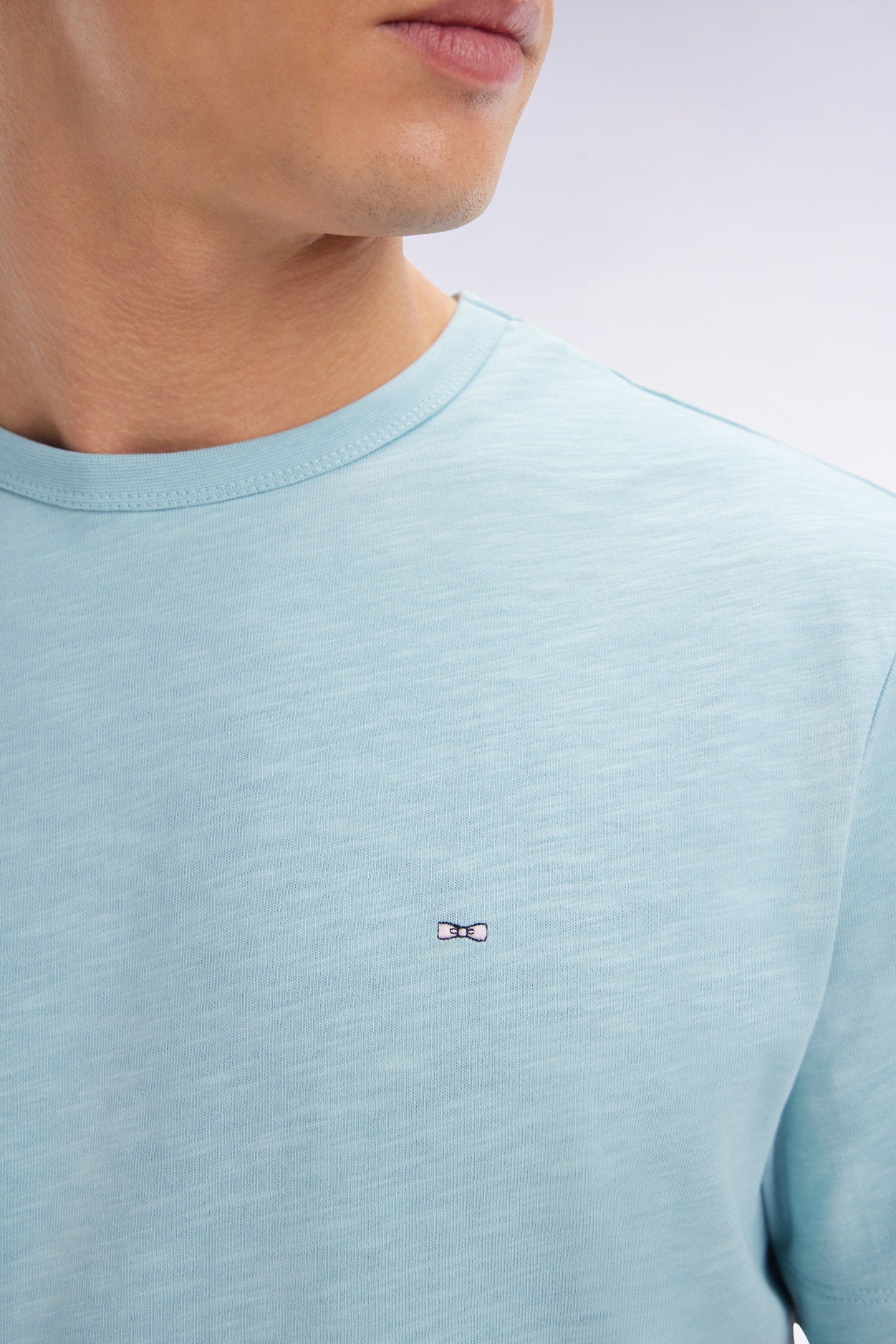 Eden Park_Straight Fit Sea Green Slub Cotton Jersey T-Shirt_E25MAITC0079_VEC18_03