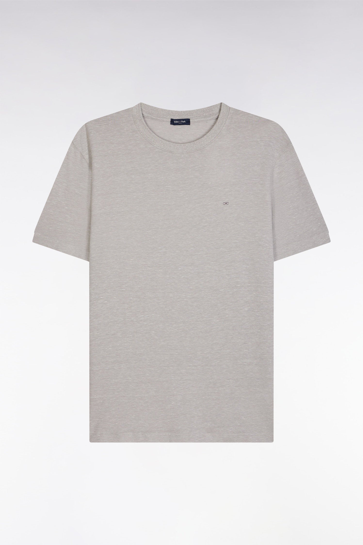 Eden Park_Straight-Fit Grey T-Shirt in Cotton and Linen Blend_E25MAITC0080_GRM5_04
