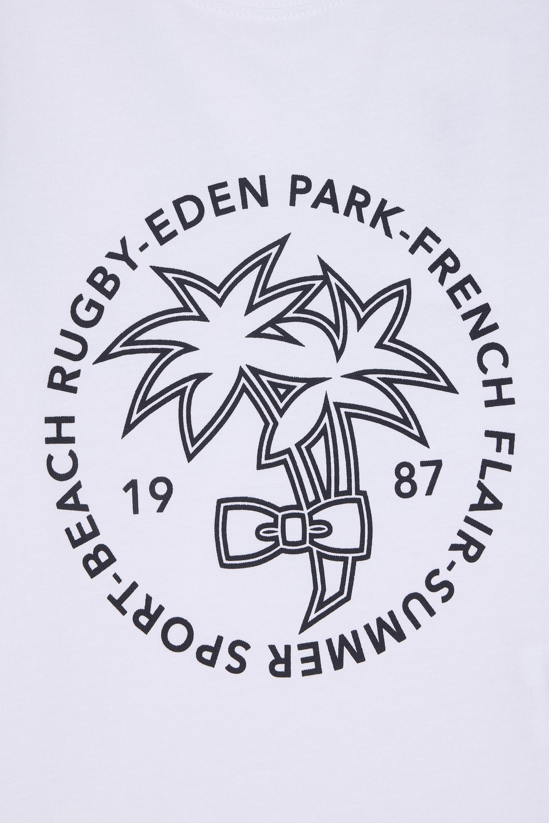 Eden Park_Straight-Fit White Cotton T-Shirt with Navy Palm Silkscreen_E25MAITC0082_BC_02
