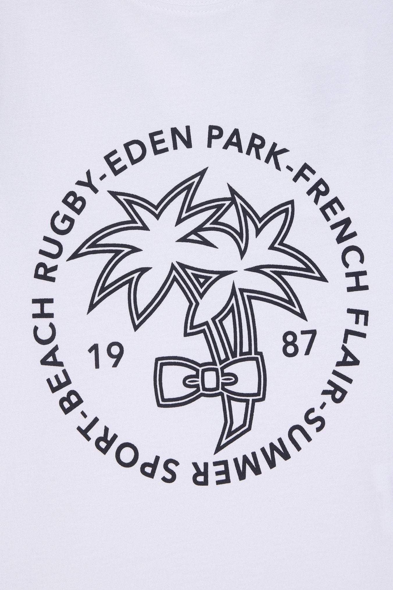 Eden Park_Straight-Fit White Cotton T-Shirt with Navy Palm Silkscreen_E25MAITC0082_BC_02