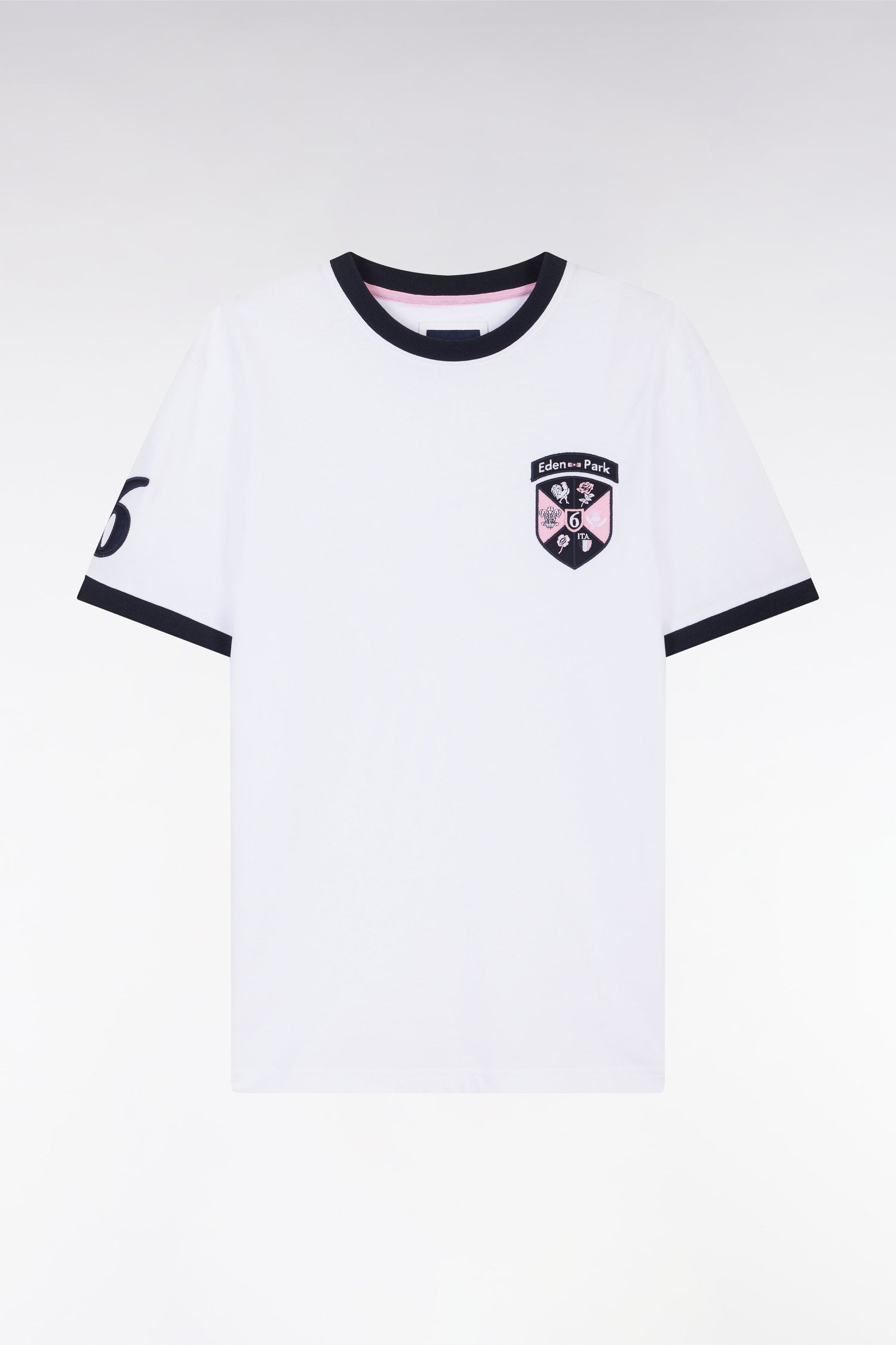 Eden Park_Straight-Fit White Cotton T-Shirt with 6 Nations Patch_E25MAITC0085_BC_04