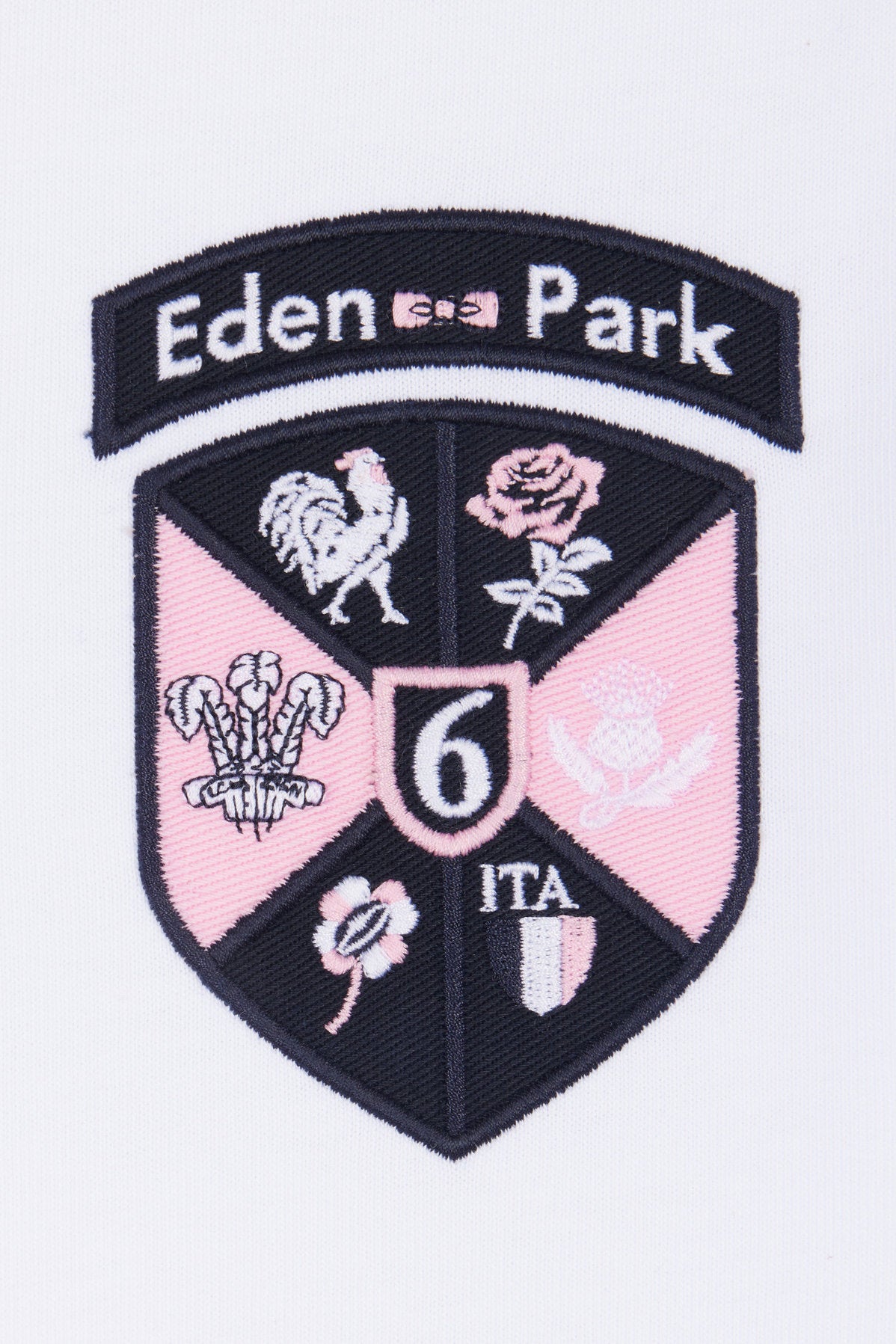 Eden Park_Straight-Fit White Cotton T-Shirt with 6 Nations Patch_E25MAITC0085_BC_05